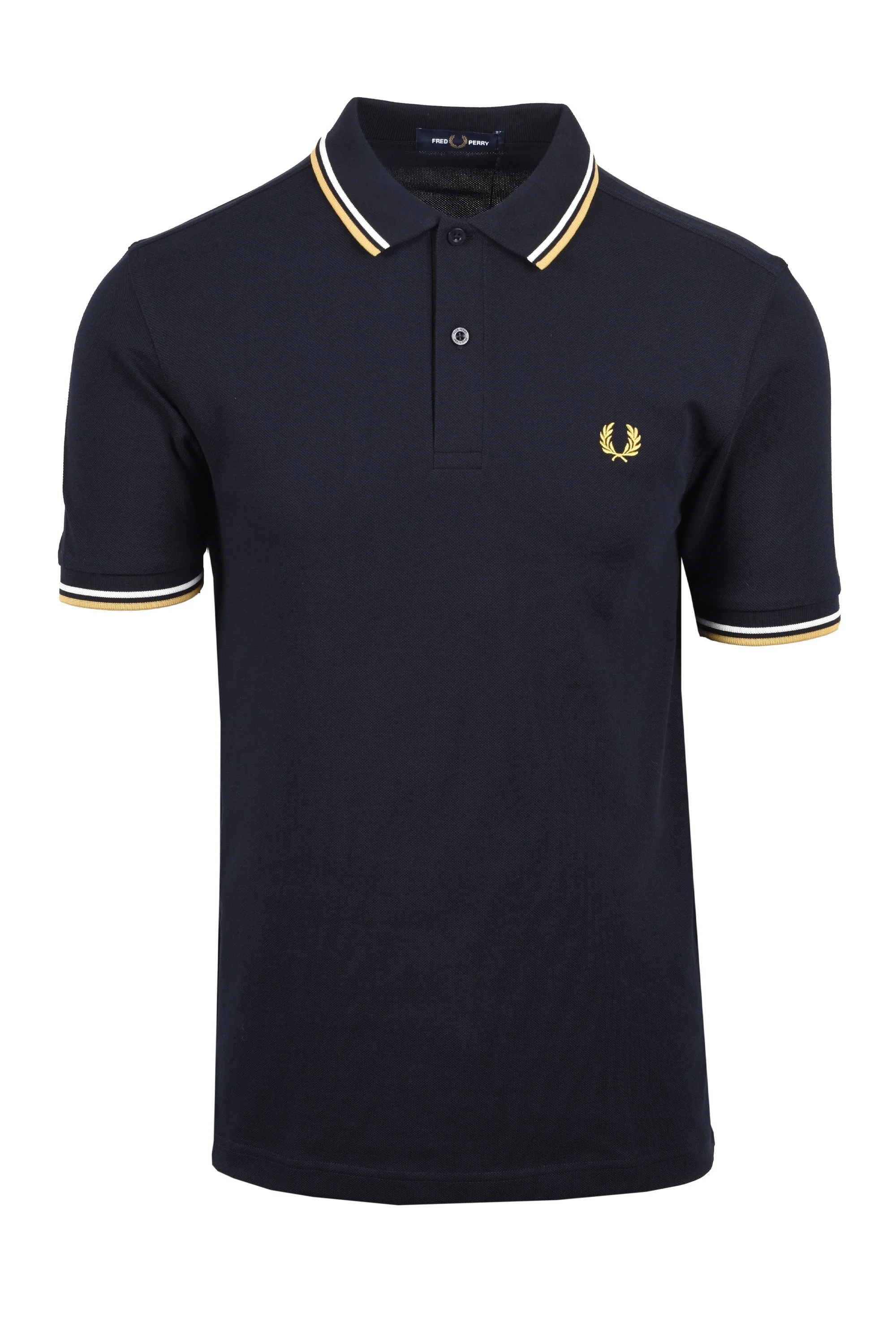 Fred Perry Twin Tipped Polo Shirt Navy/Ecru/Honey Comb