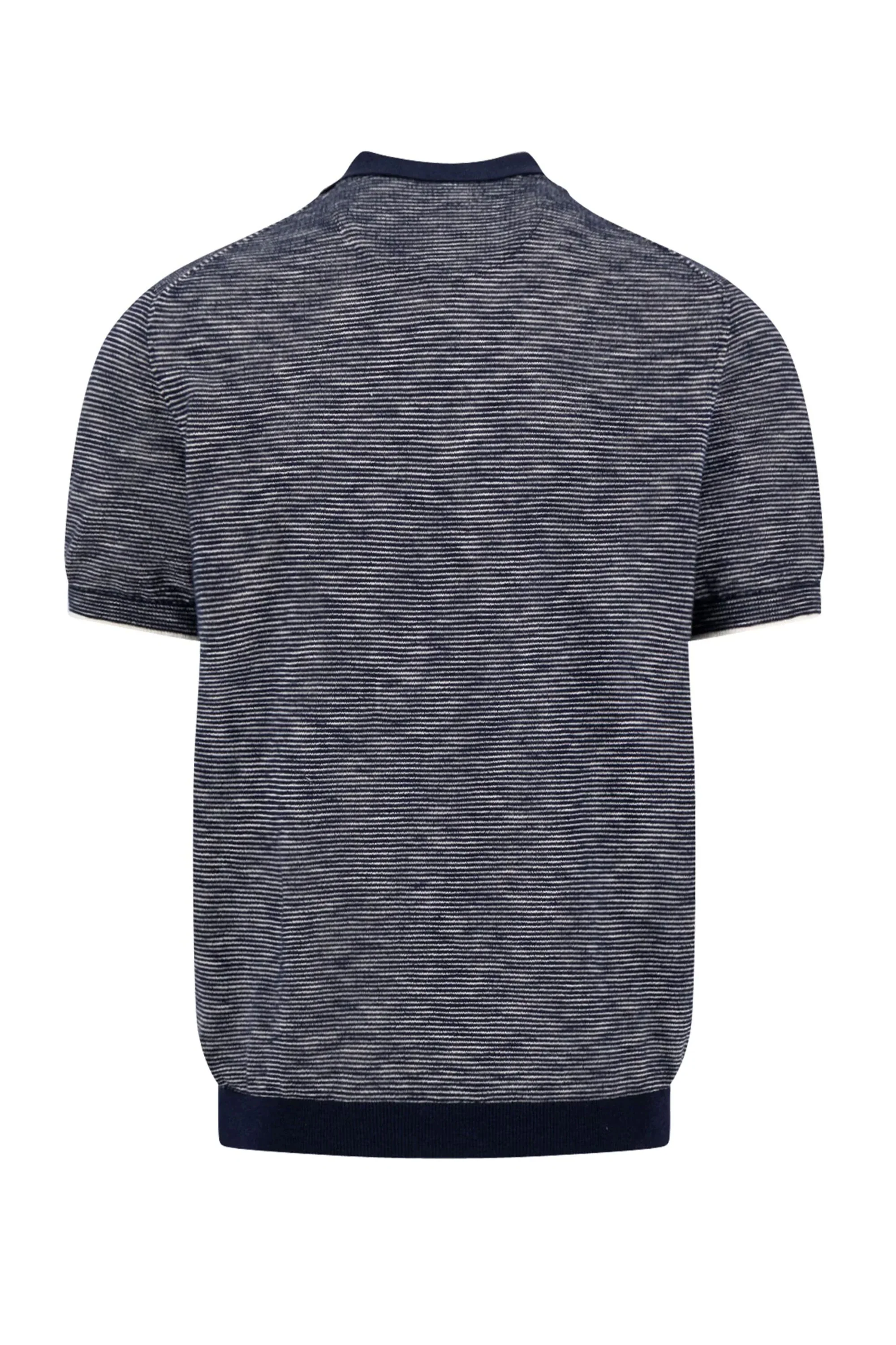 FYNCH-HATTON COTTON LINEN STRIPED POLO NAVY - Image 2