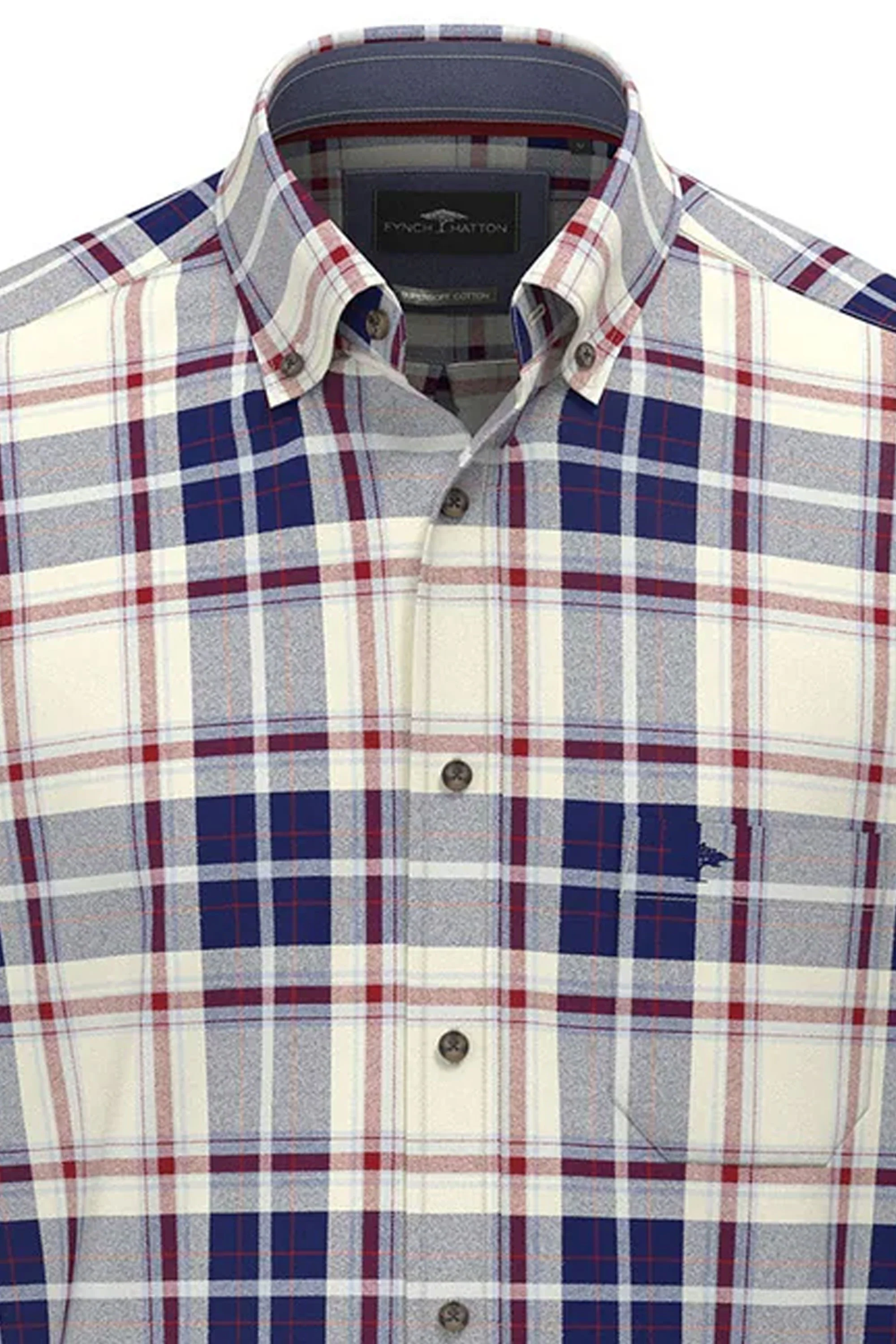 Fynch-Hatton Long Sleeve Checked Shirt Garnet Red - Image 3