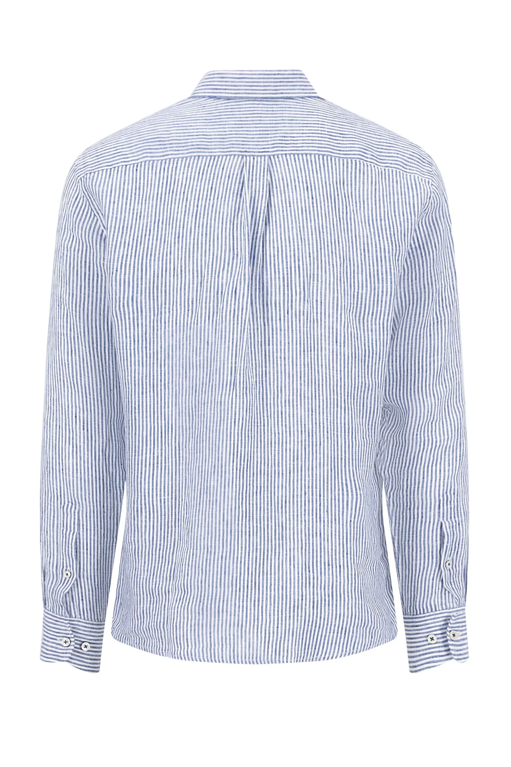 FYNCH-HATTON LONG SLEEVED LINEN SHIRT HARBOUR BLUE STRIPE - Image 2