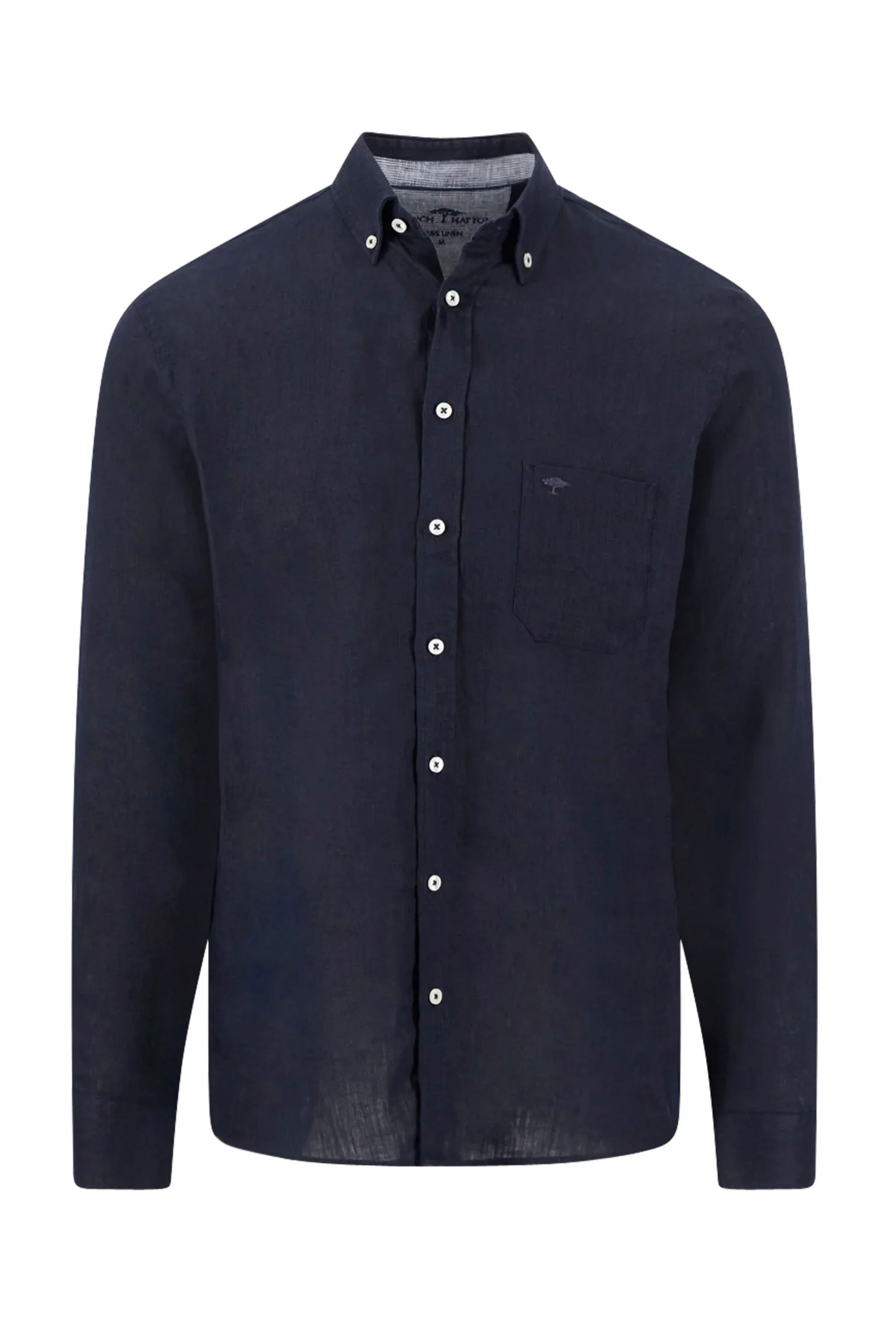 FYNCH-HATTON LONG SLEEVED LINEN SHIRT NAVY