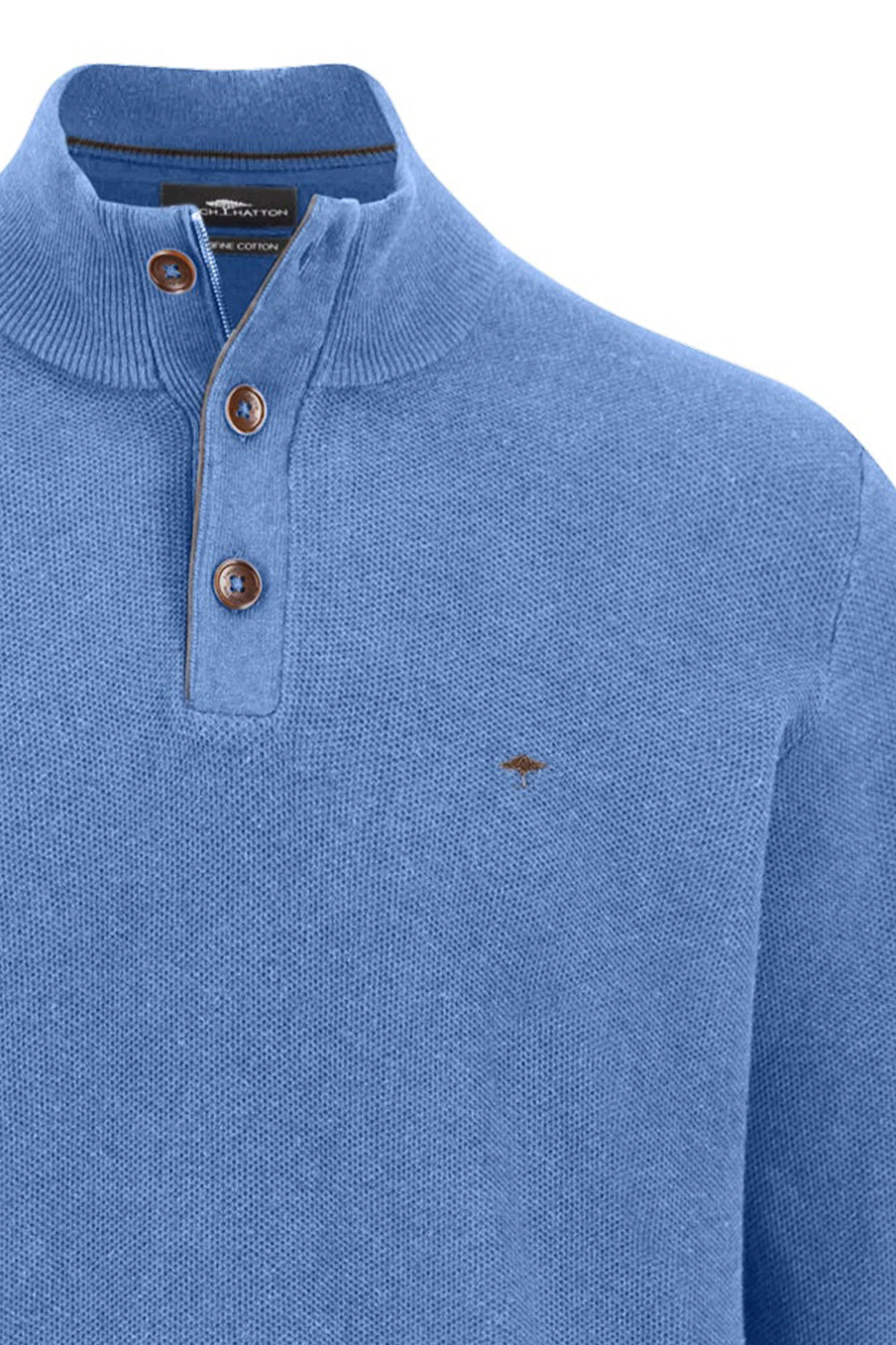 Fynch-Hatton Troyer Button Knitwear Crystal Blue - Image 3