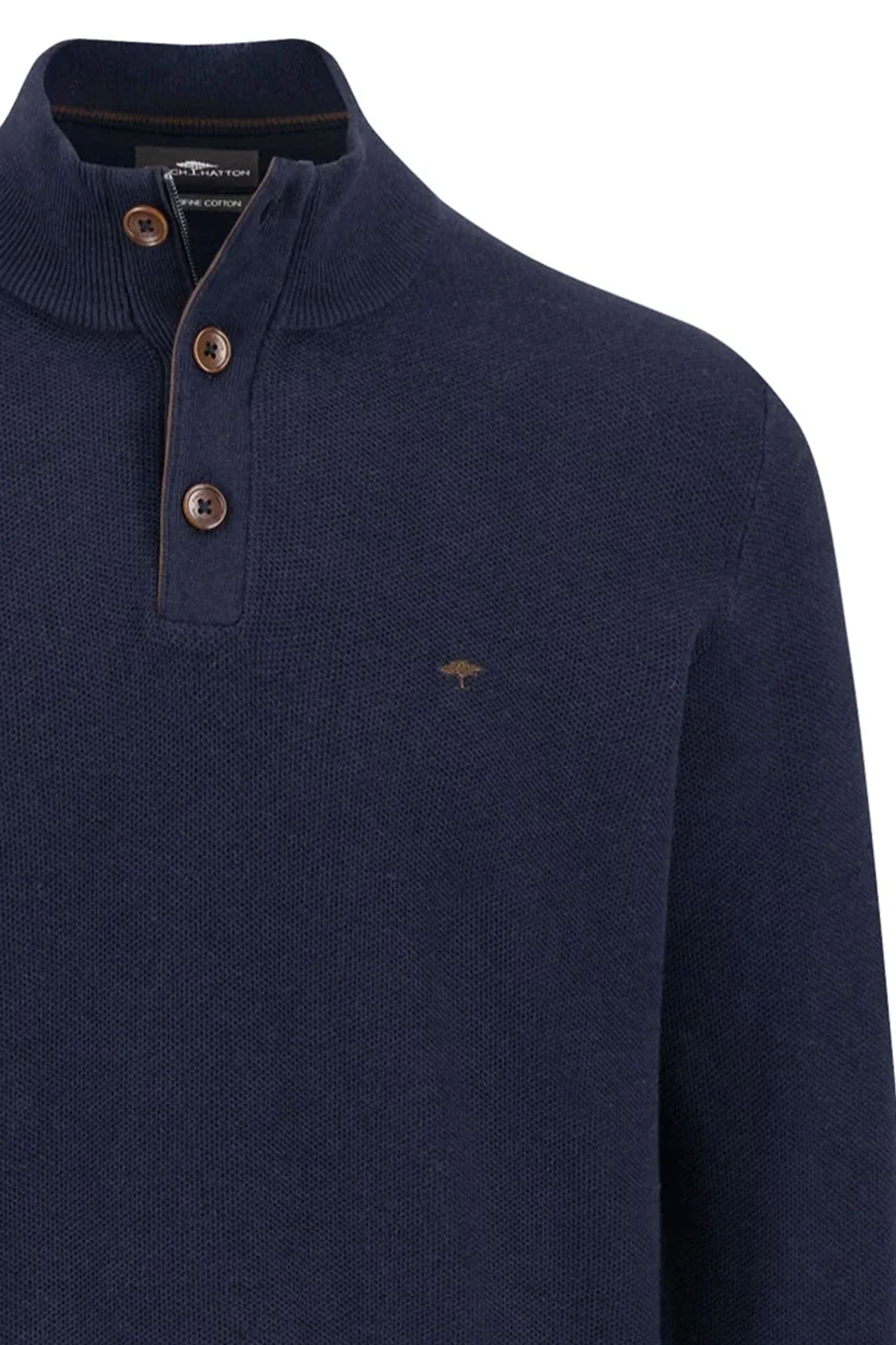 Fynch-Hatton Troyer Button Knitwear Navy - Image 3