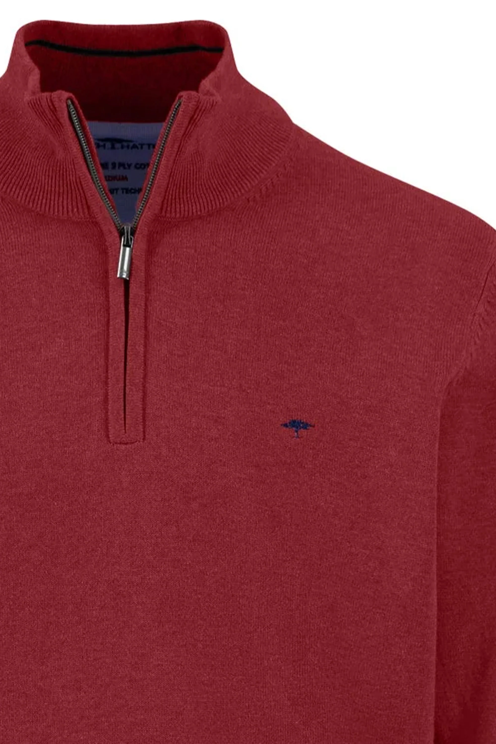 Fynch-Hatton Troyer Half Zip Knitwear Garnet Red - Image 3
