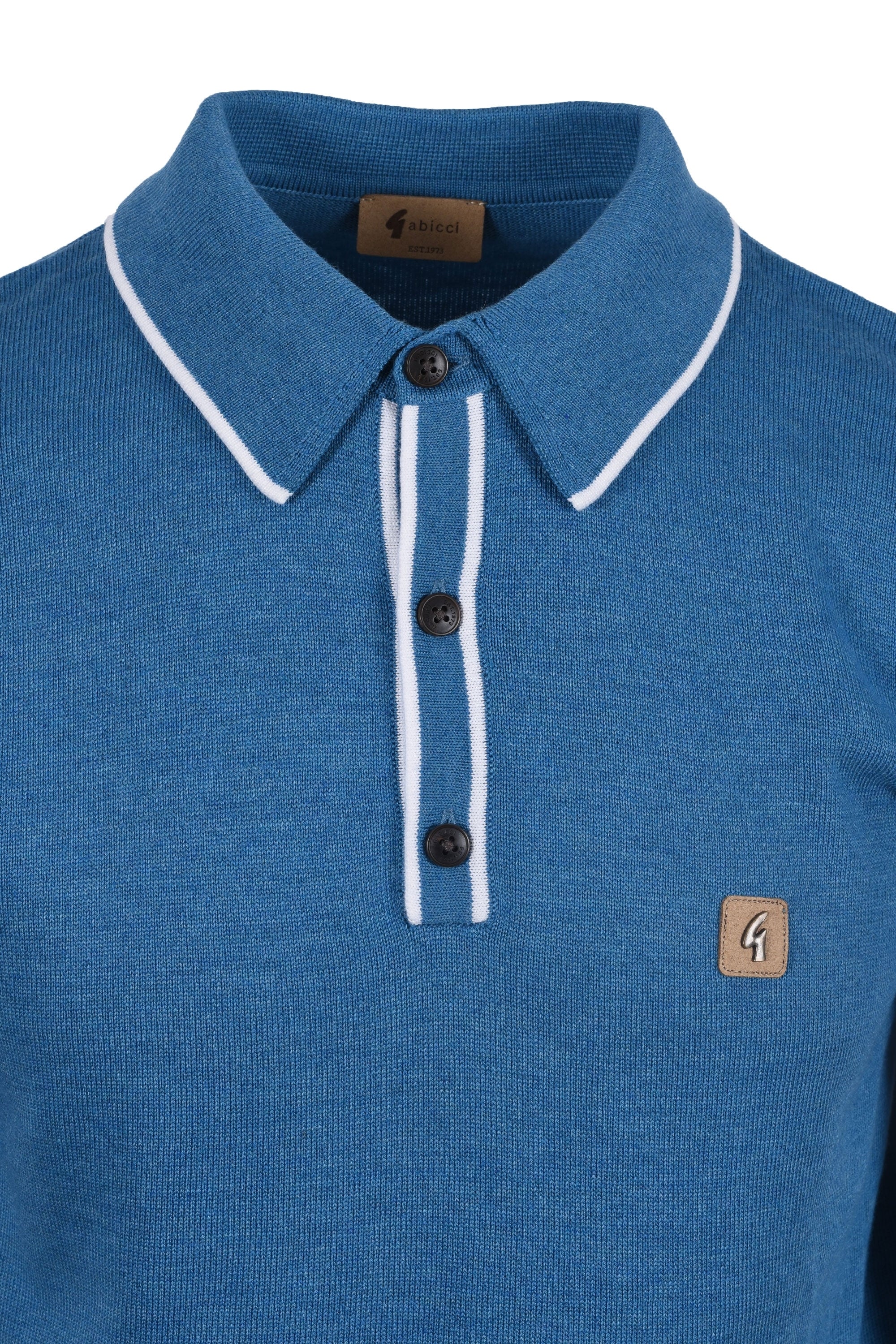 Gabicci Lineker Knitted Polo Shirt Aqua - Image 2