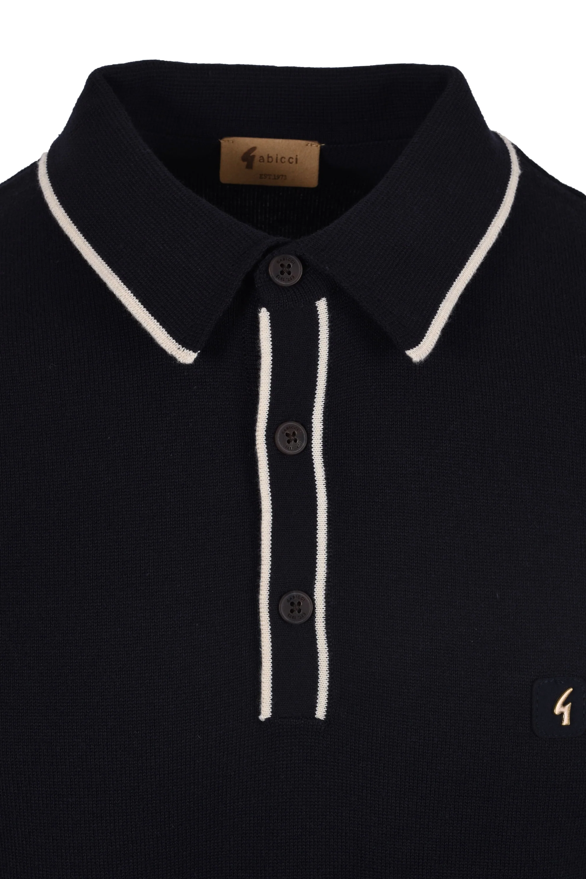 Gabicci Lineker Knitted Polo Shirt Navy - Image 2