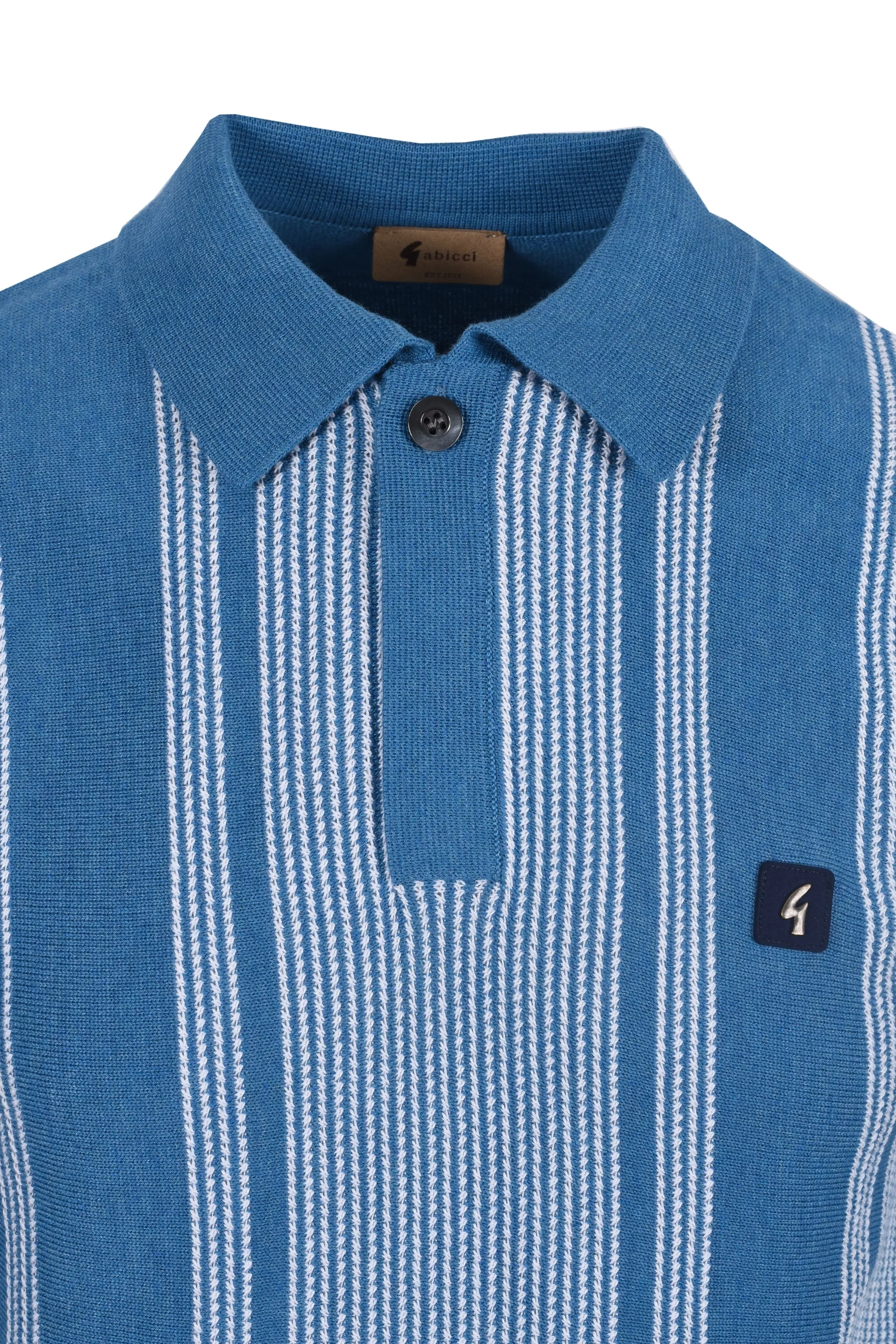 Gabicci Vintage Dante Knitted Polo Shirt Aqua - Image 2