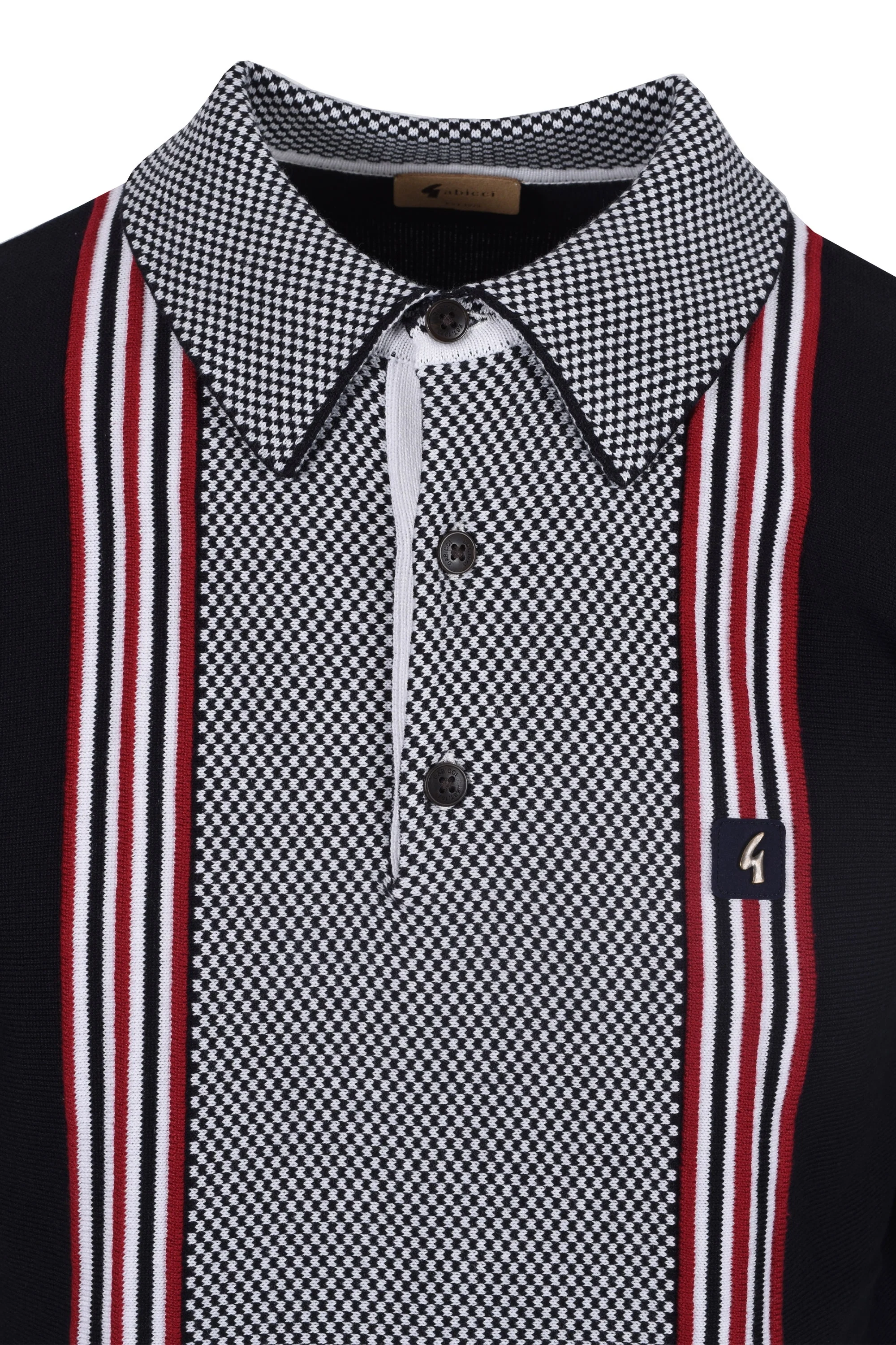 Gabicci Vintage Hadon Knitted Polo Shirt Navy - Image 2