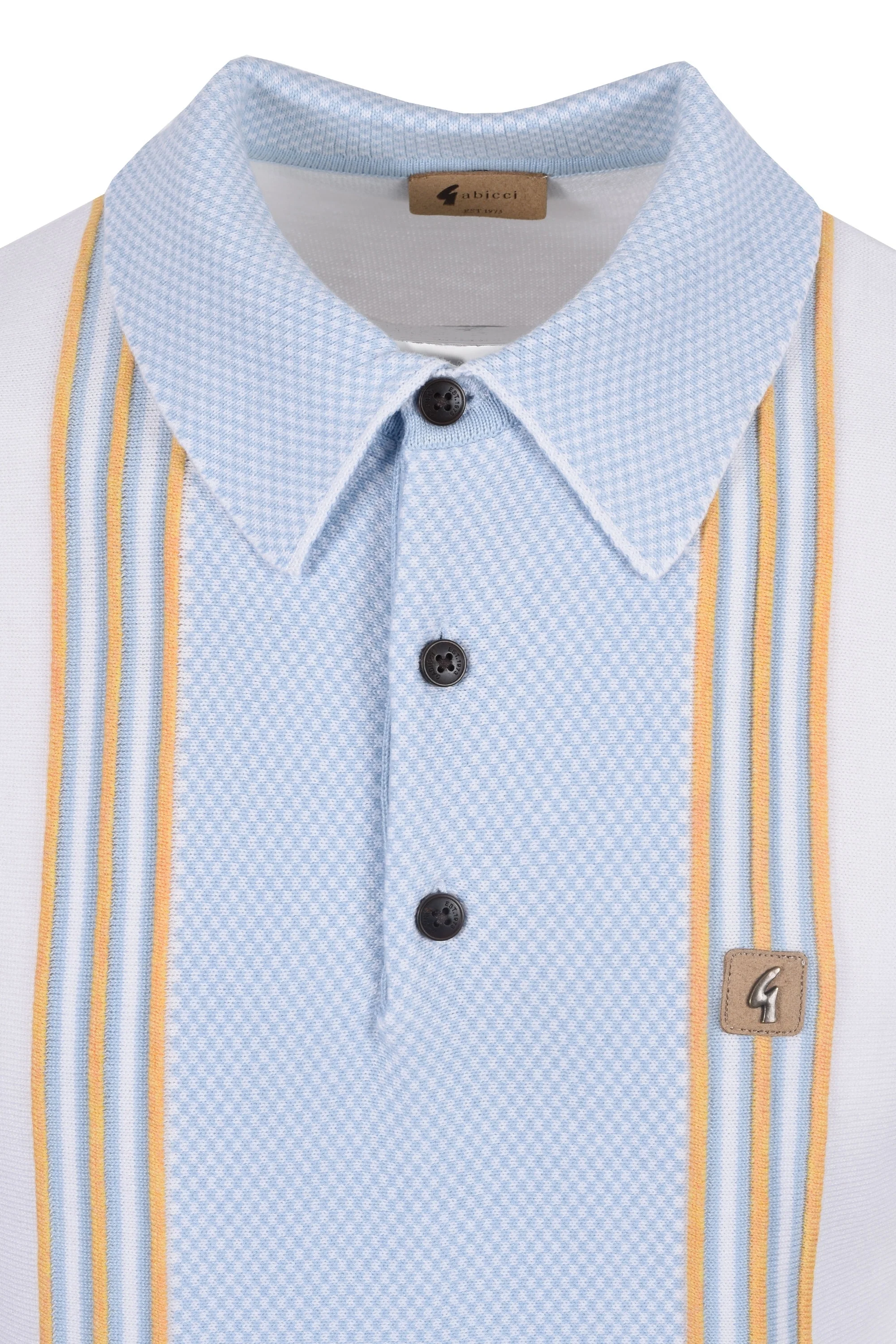 Gabicci Vintage Hadon Knitted Polo Shirt White - Image 2