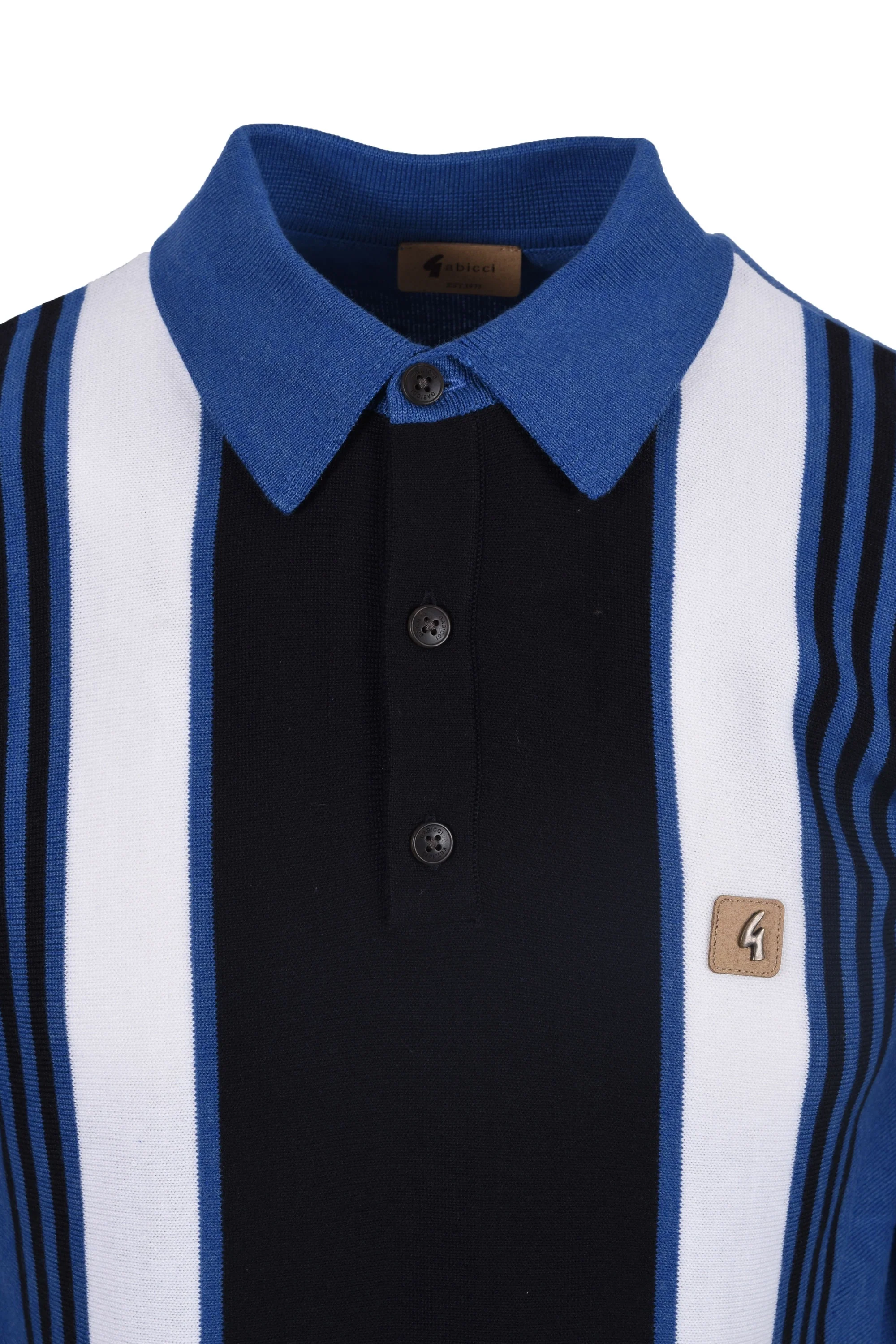 Gabicci Vintage Knitted Searle Knitted Polo Shirt Sapphire - Image 2