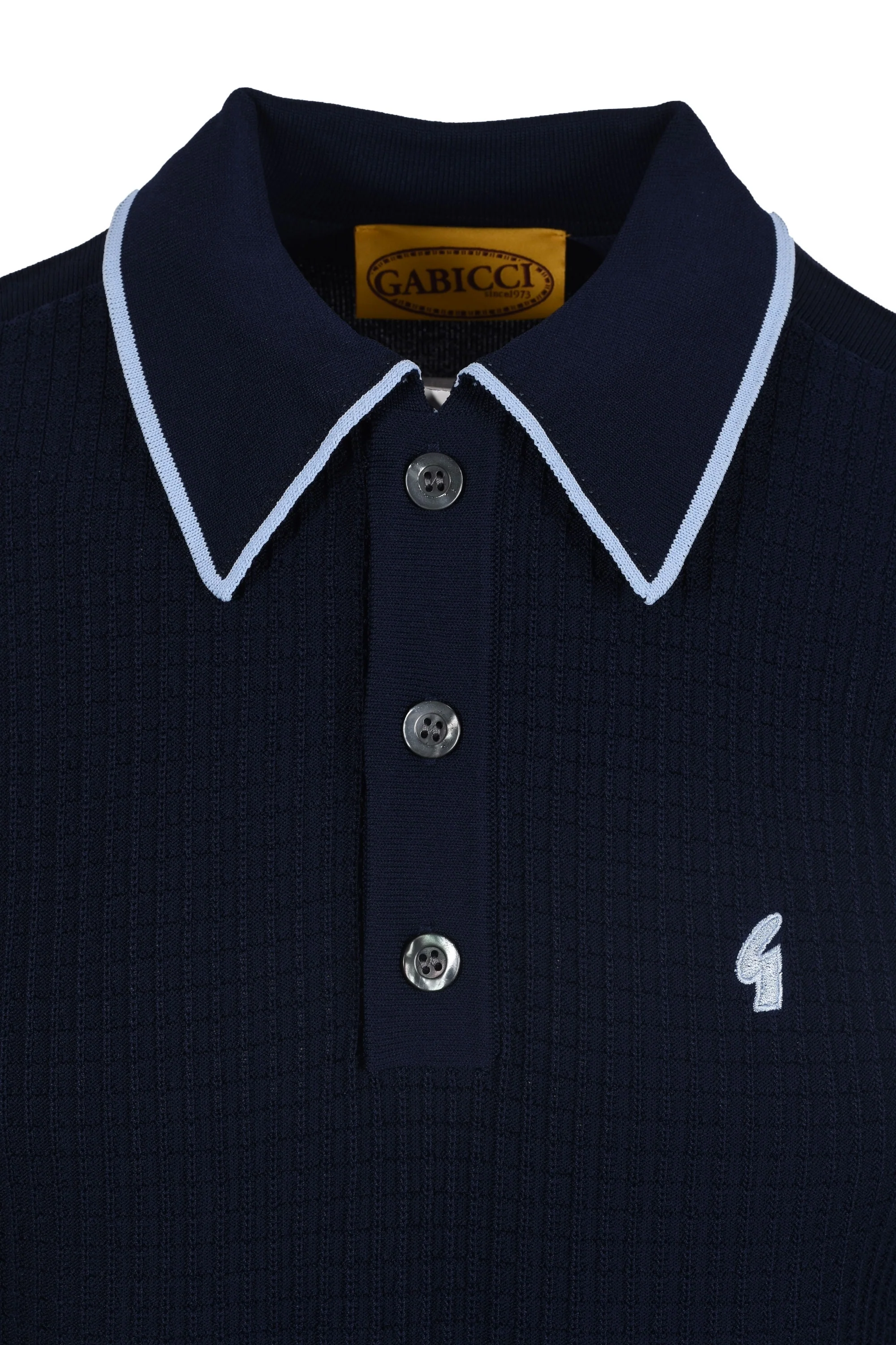 Gabicci Vintage Malcolm Knitted Polo Navy - Image 2