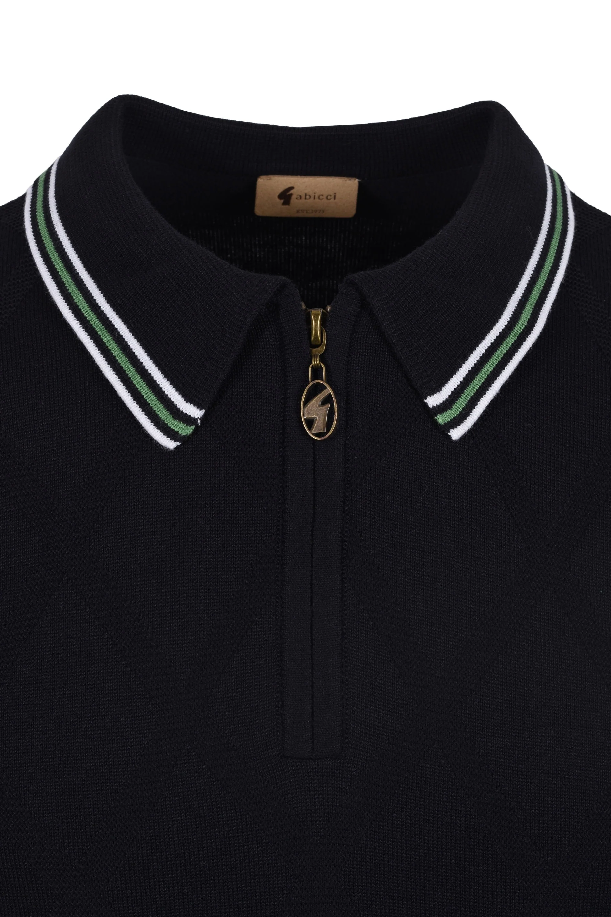 Gabicci Vintage Moore Knitted Polo Shirt Navy - Image 2