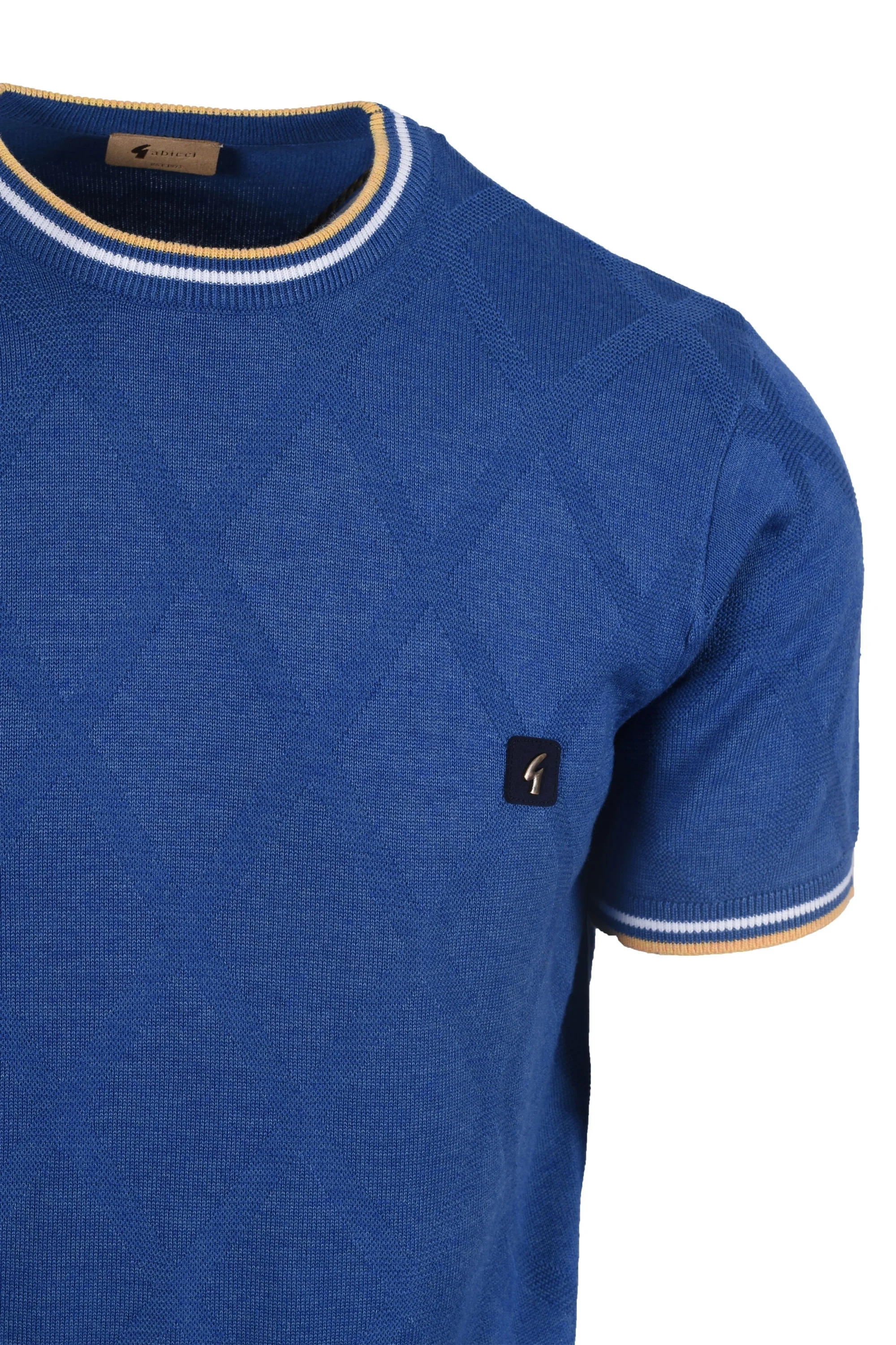 Gabicci Vintage Santino Knitted T Shirt Sapphire - Image 2