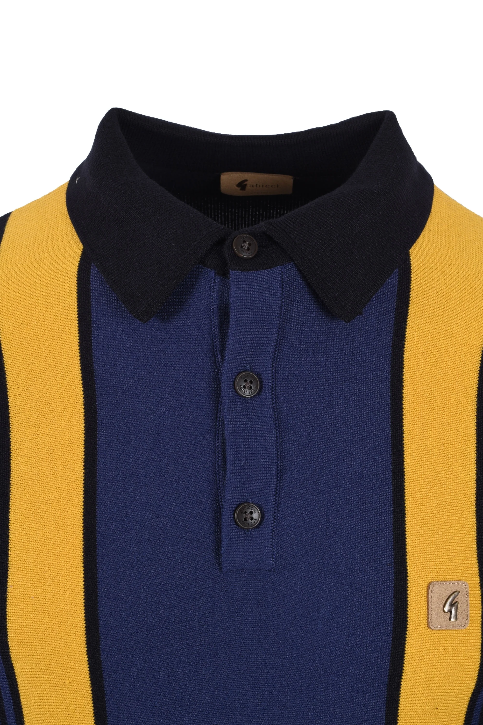 Gabicci Vintage Searle Long Sleeved Knitted Polo Navy - Image 3