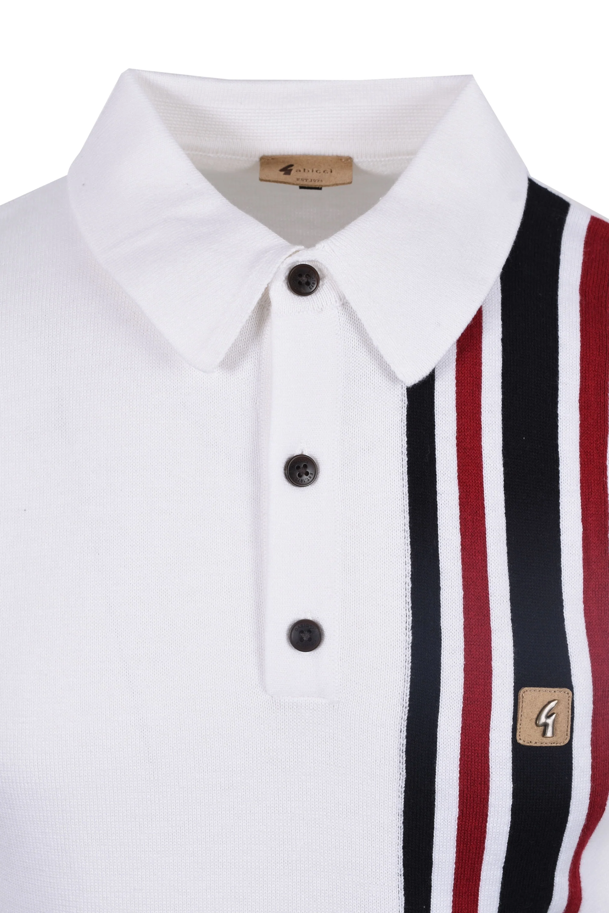 Gabicci Vintage Soda Knitted Polo Shirt White - Image 2