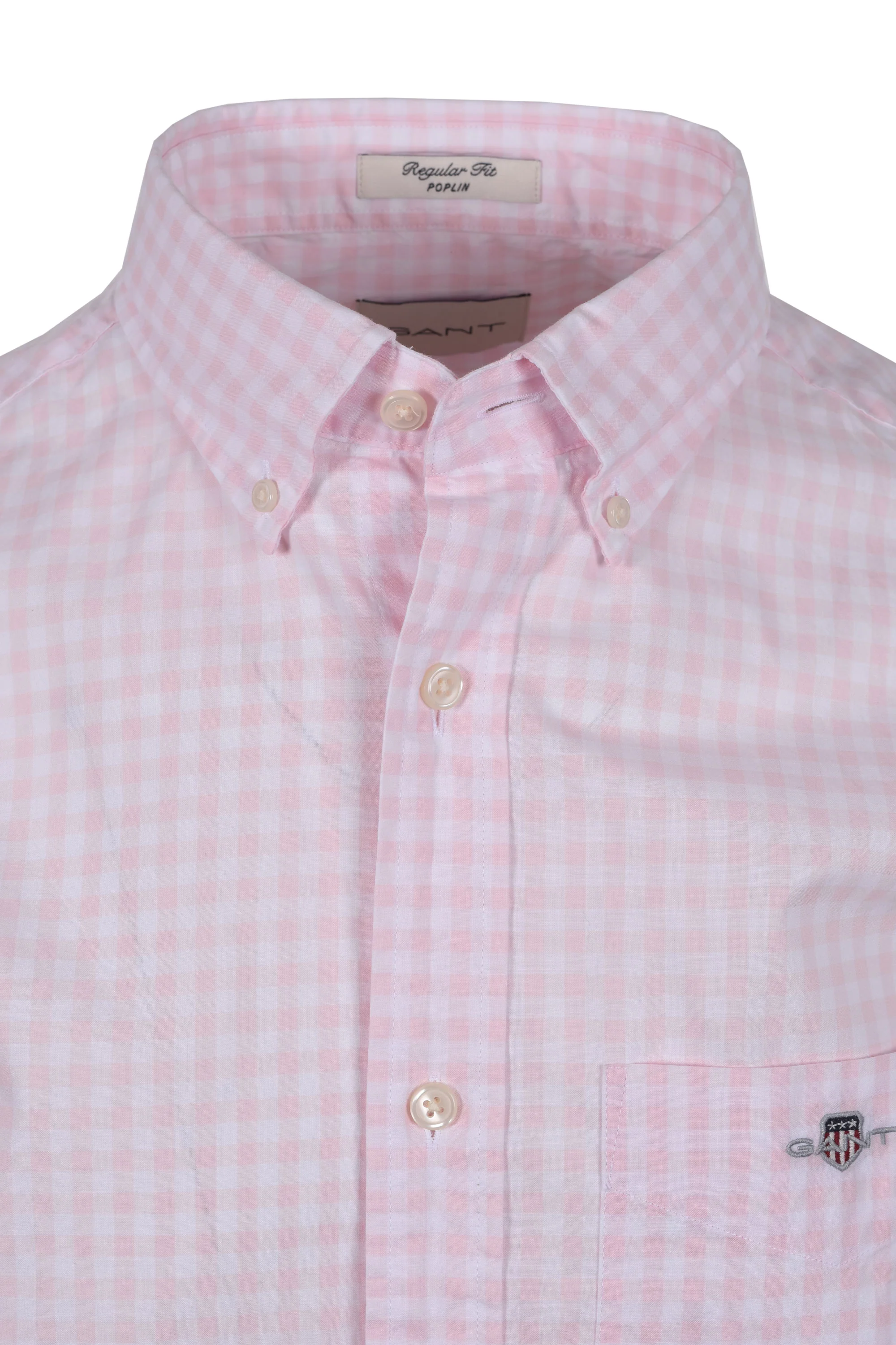 Gant Poplin Gingham Short Sleeve Shirt California Pink - Image 2