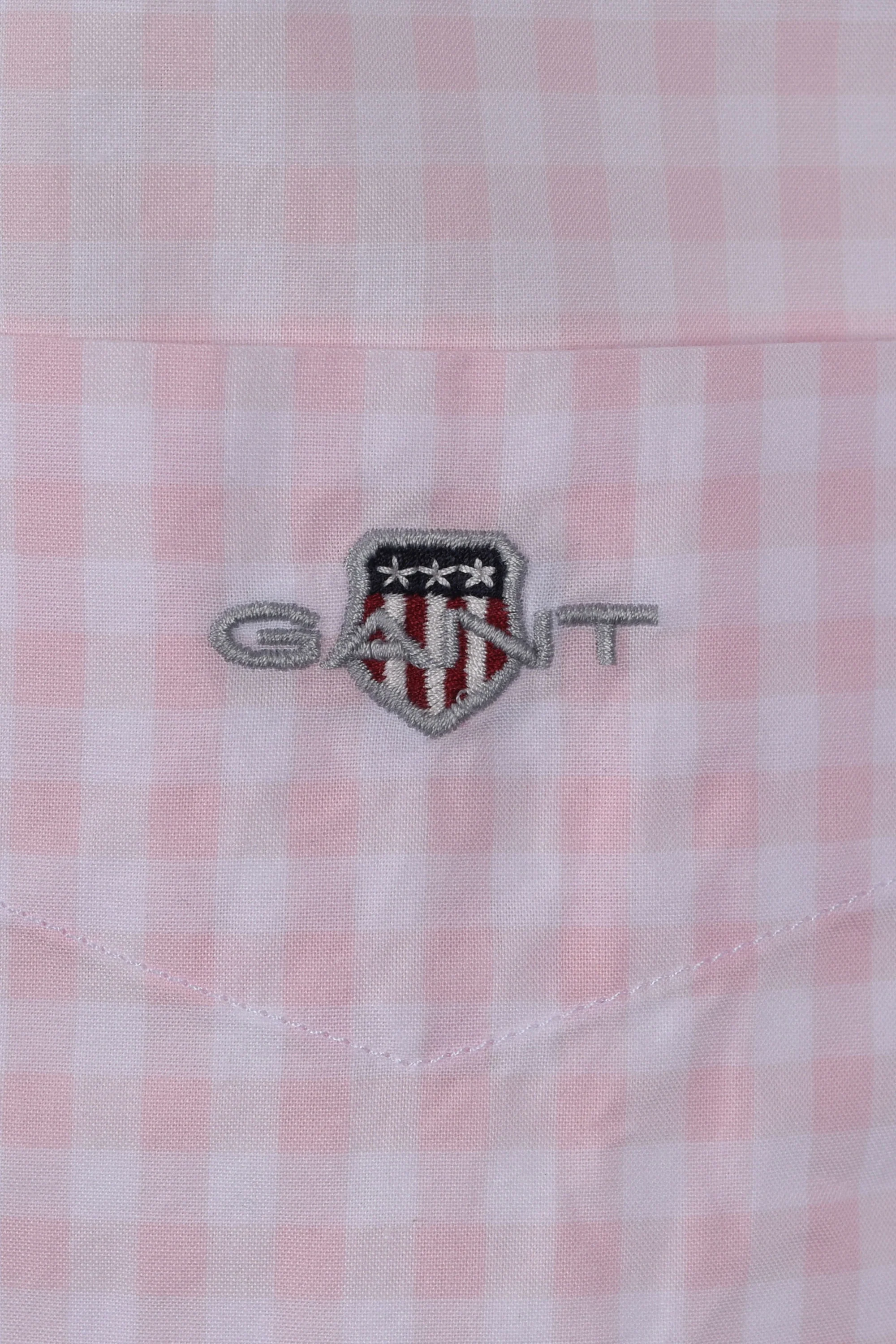 Gant Poplin Gingham Short Sleeve Shirt California Pink - Image 3