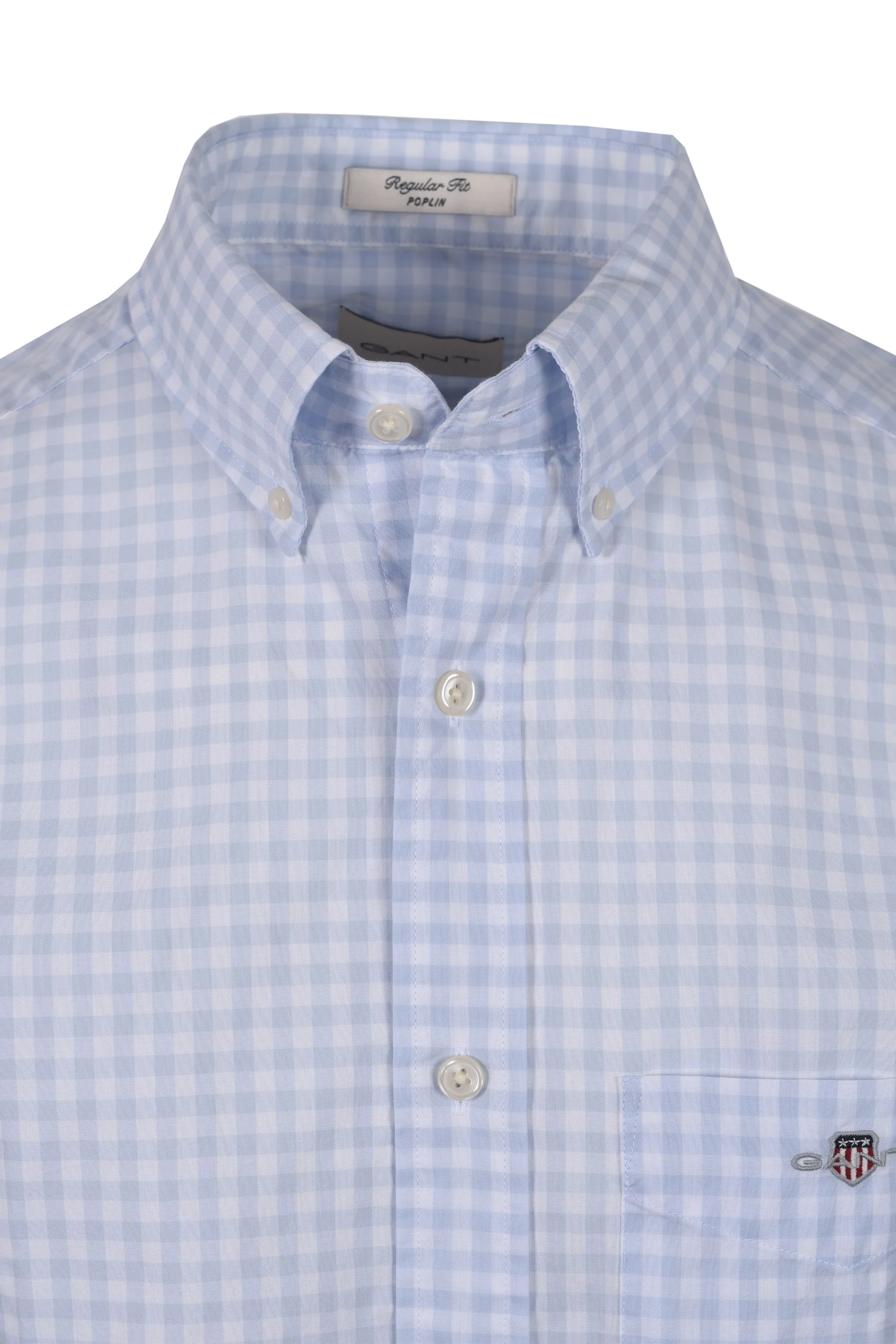 Gant Poplin Gingham Short Sleeve Shirt Capri Blue - Image 2
