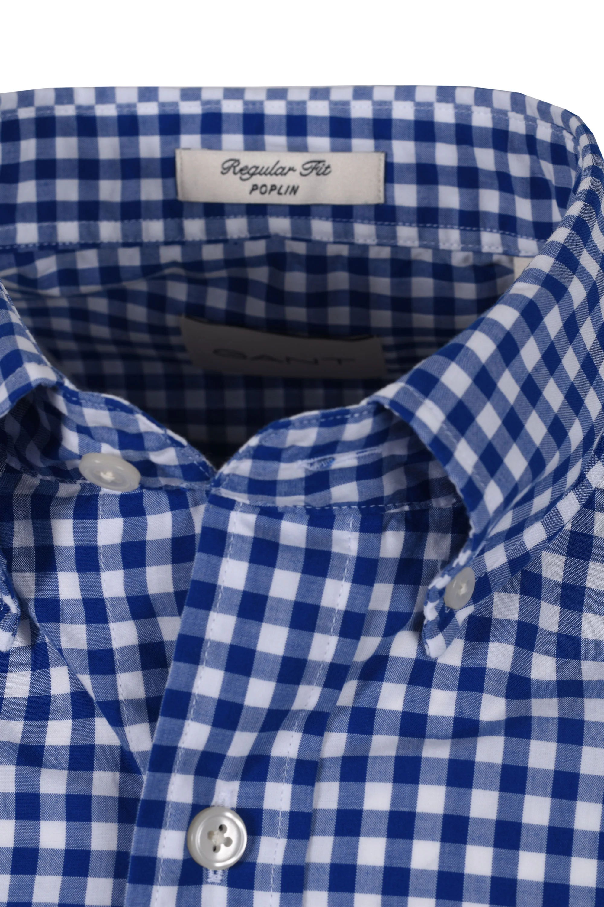 Gant Poplin Gingham Short Sleeve Shirt College Blue - Image 4