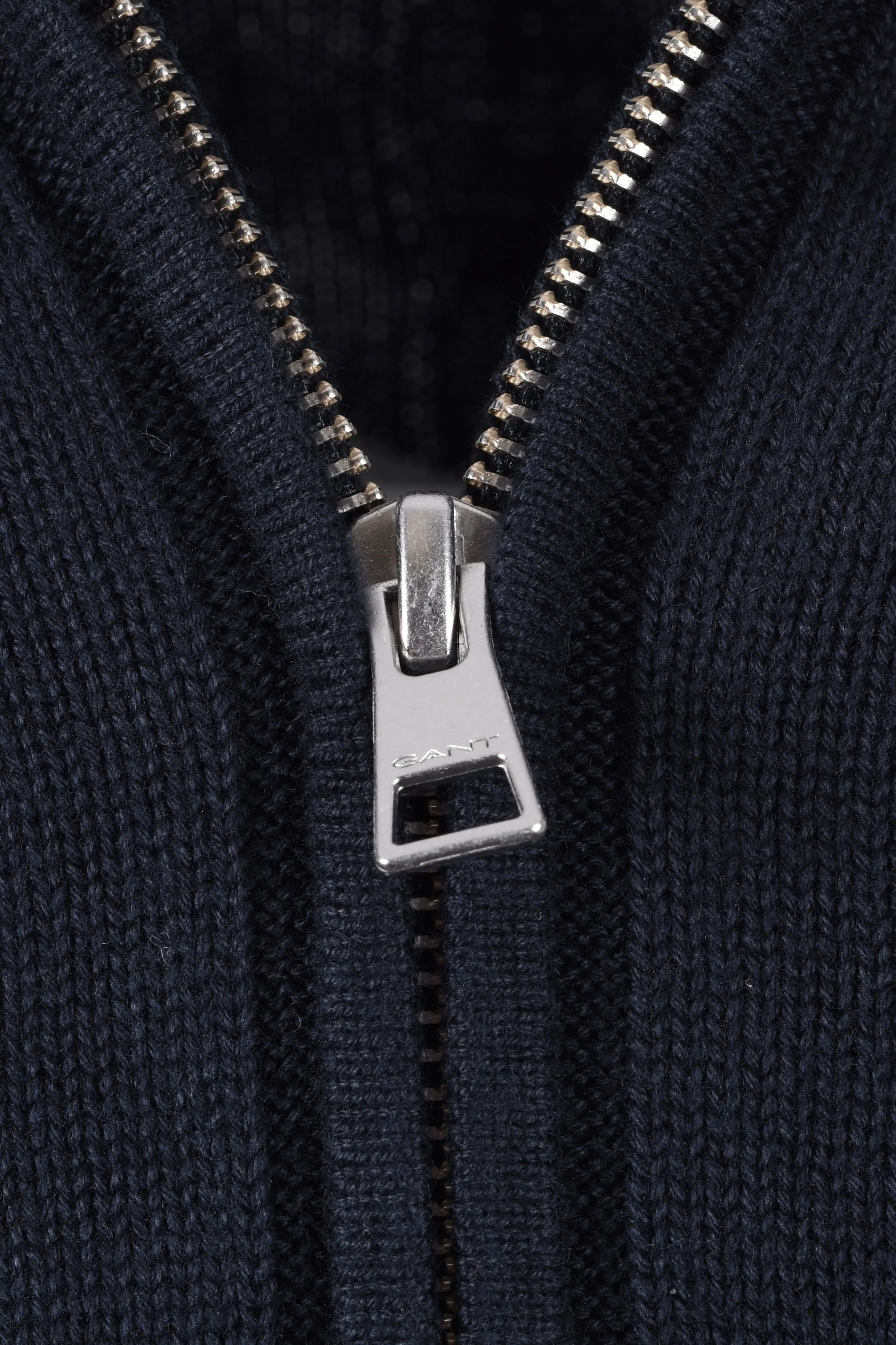 Gant Cotton Cable Half Zip Knitwear Evening Blue - Image 3