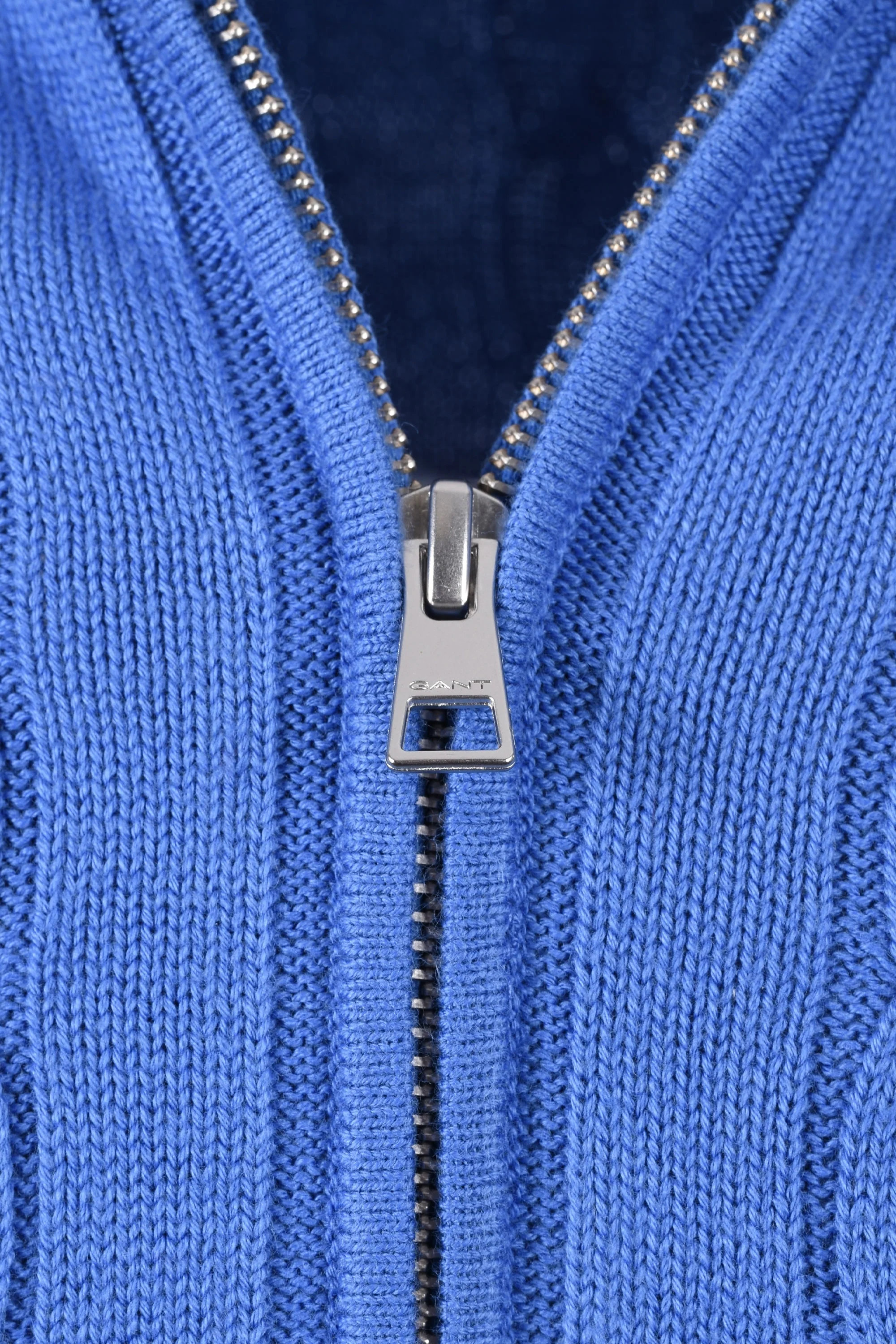 Gant Cotton Cable Half Zip Knitwear Rich Blue - Image 4