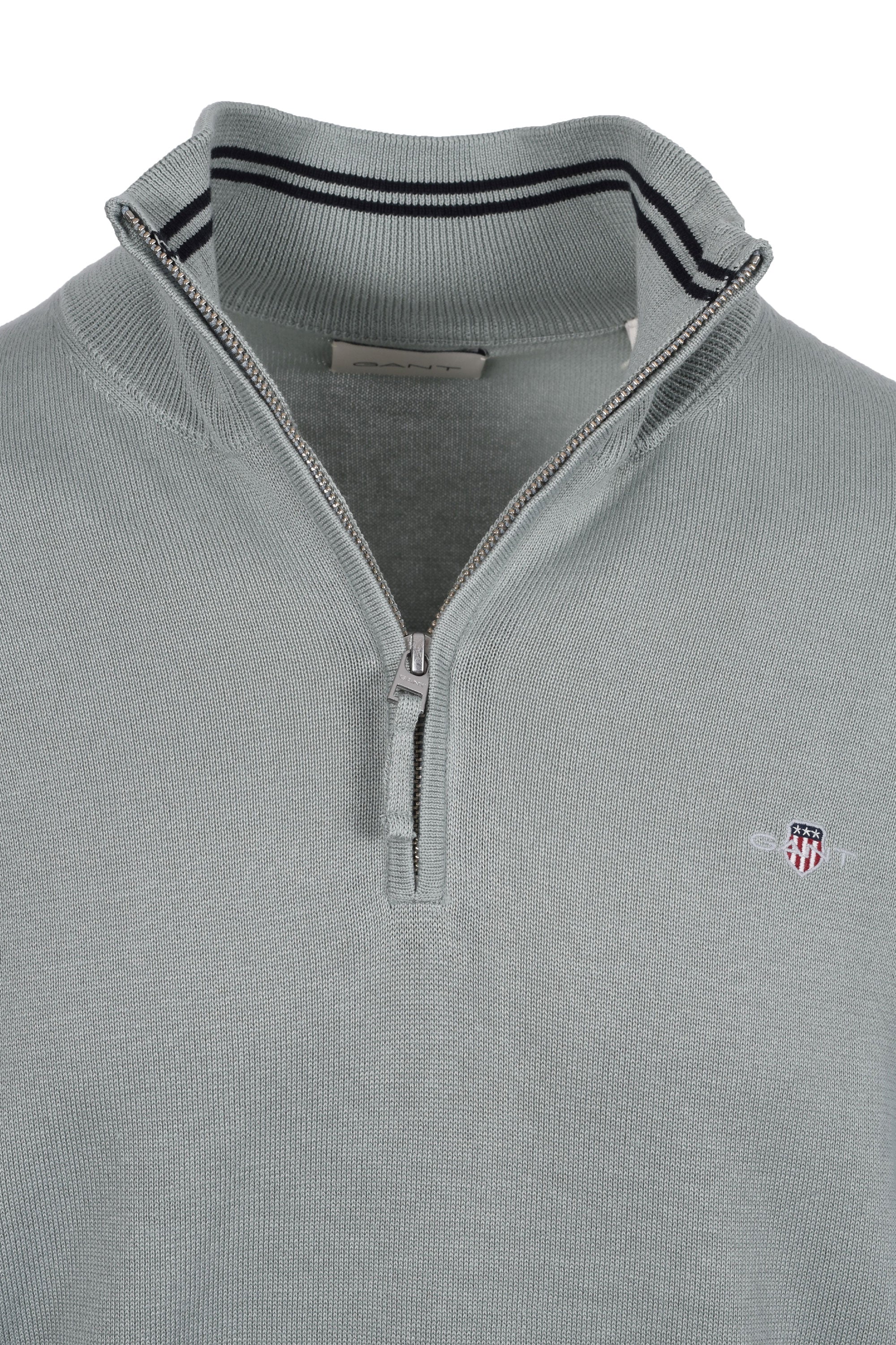 GANT CLASSIC COTTON HALF ZIP CERAMIC GREY - Image 2