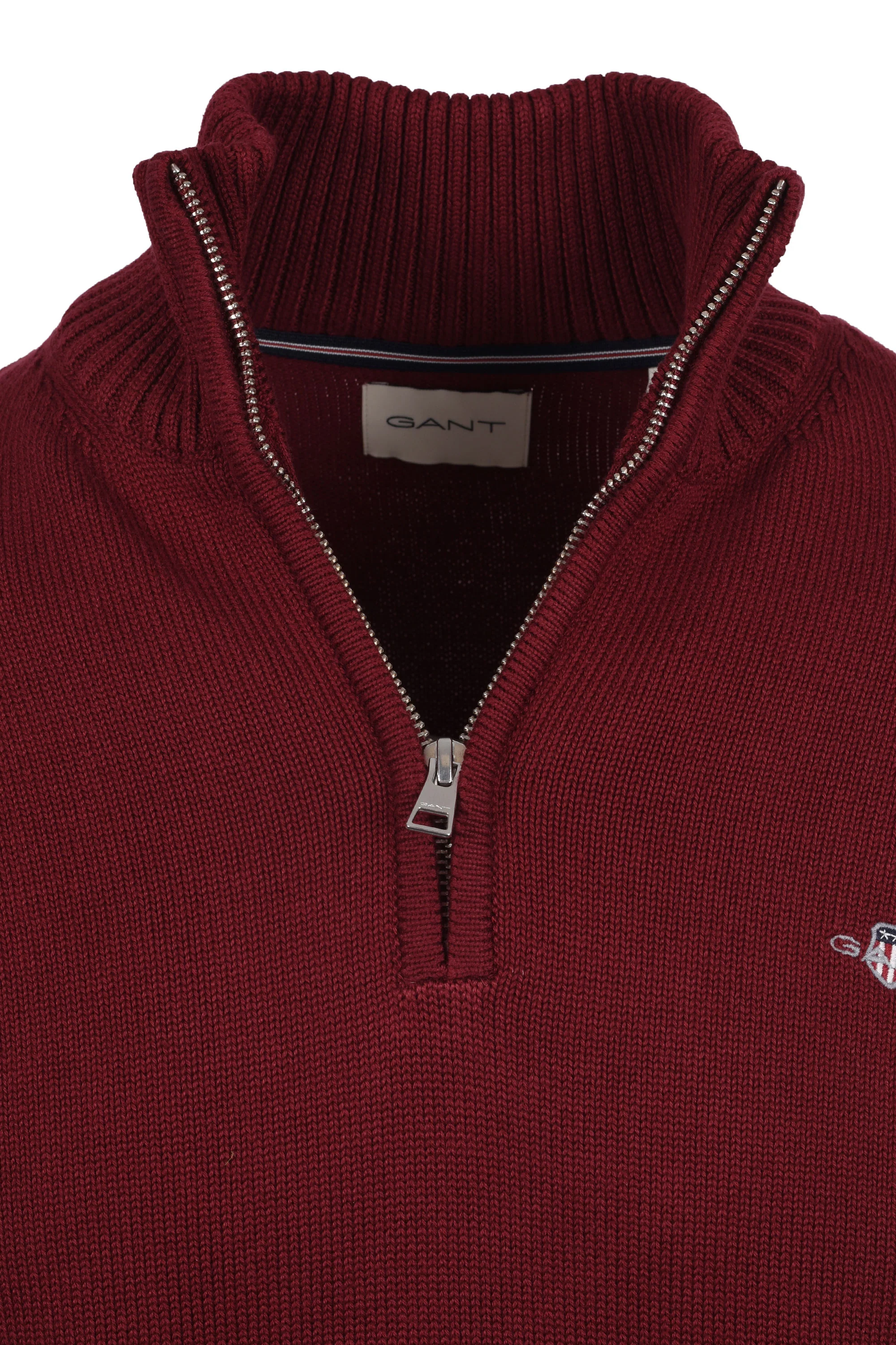 Gant Cotton Half Zip Knitwear Plumped Red - Image 2