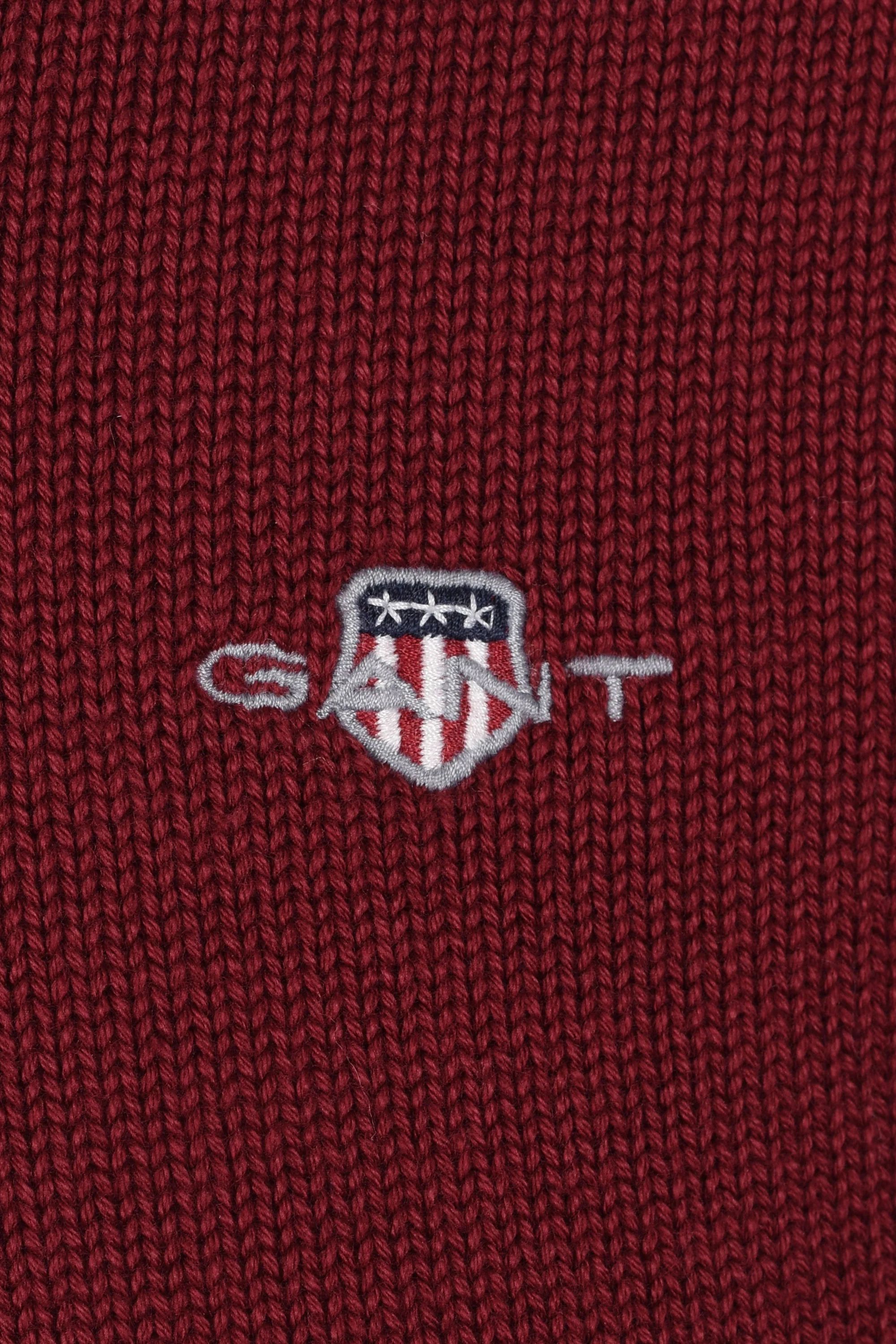 Gant Cotton Half Zip Knitwear Plumped Red - Image 3
