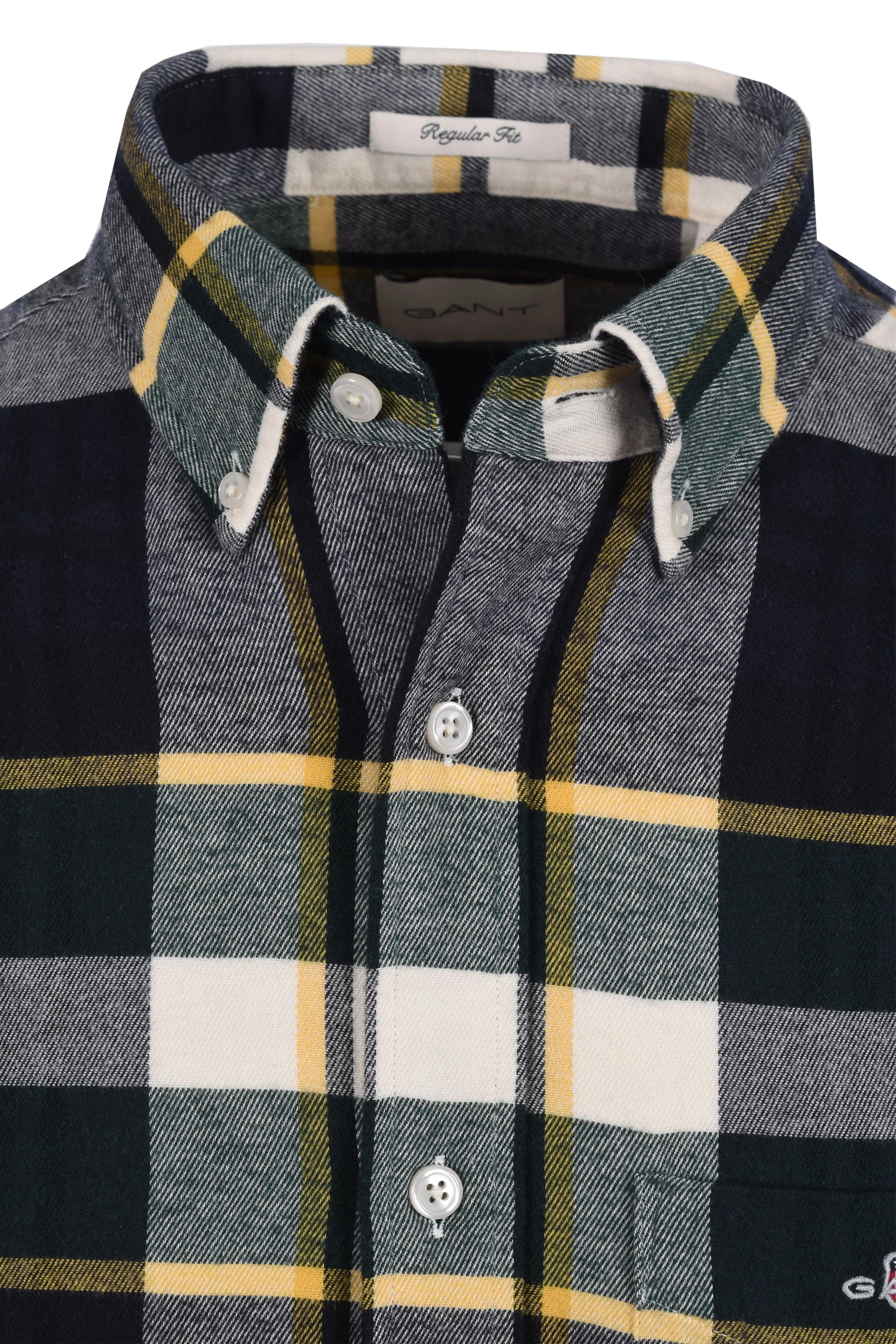 Gant Flannel Check Shirt Tartan Green - Image 2