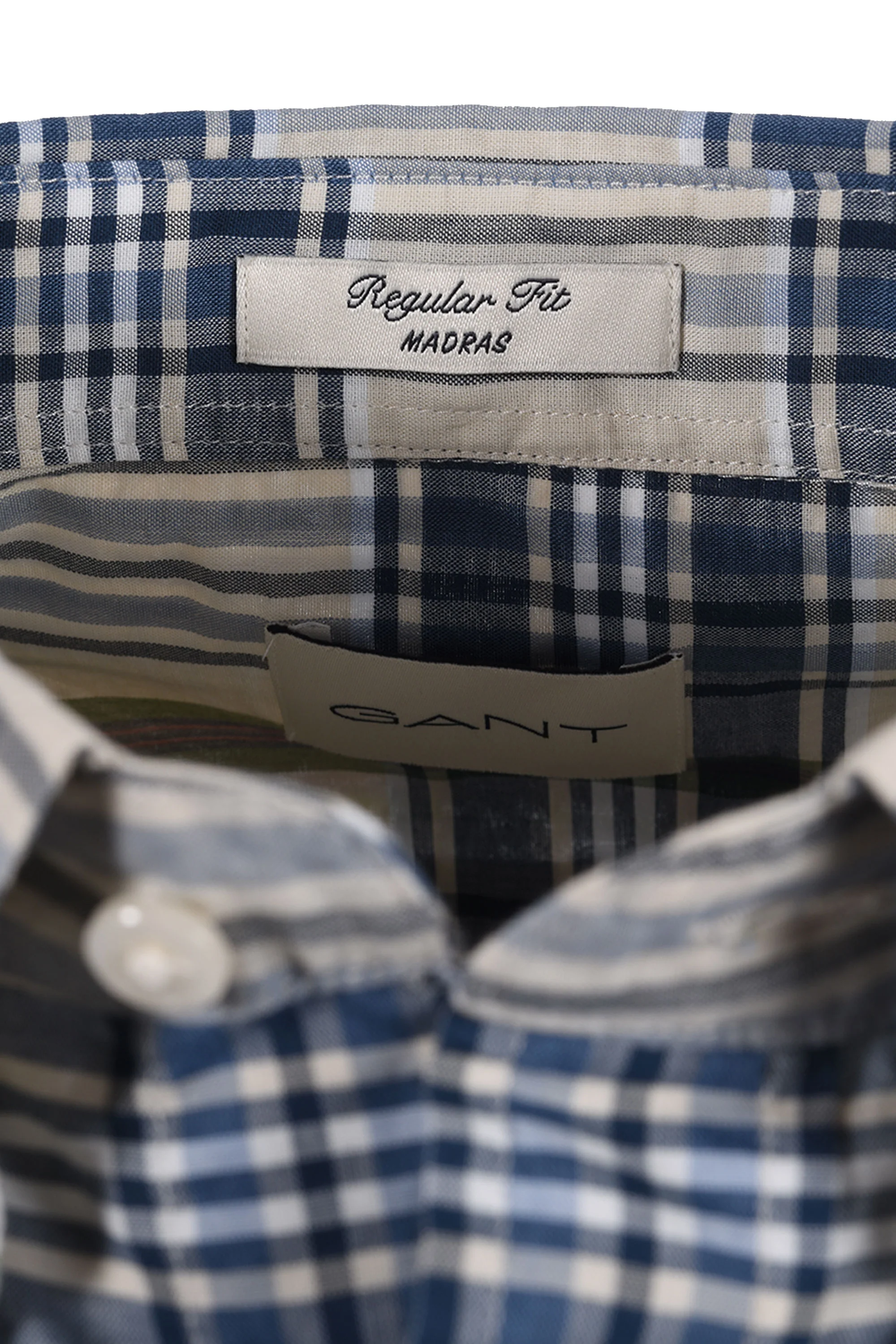 GANT MADRAS CHECK SHORT SLEEVED SHIRT FADED DENIM - Image 4
