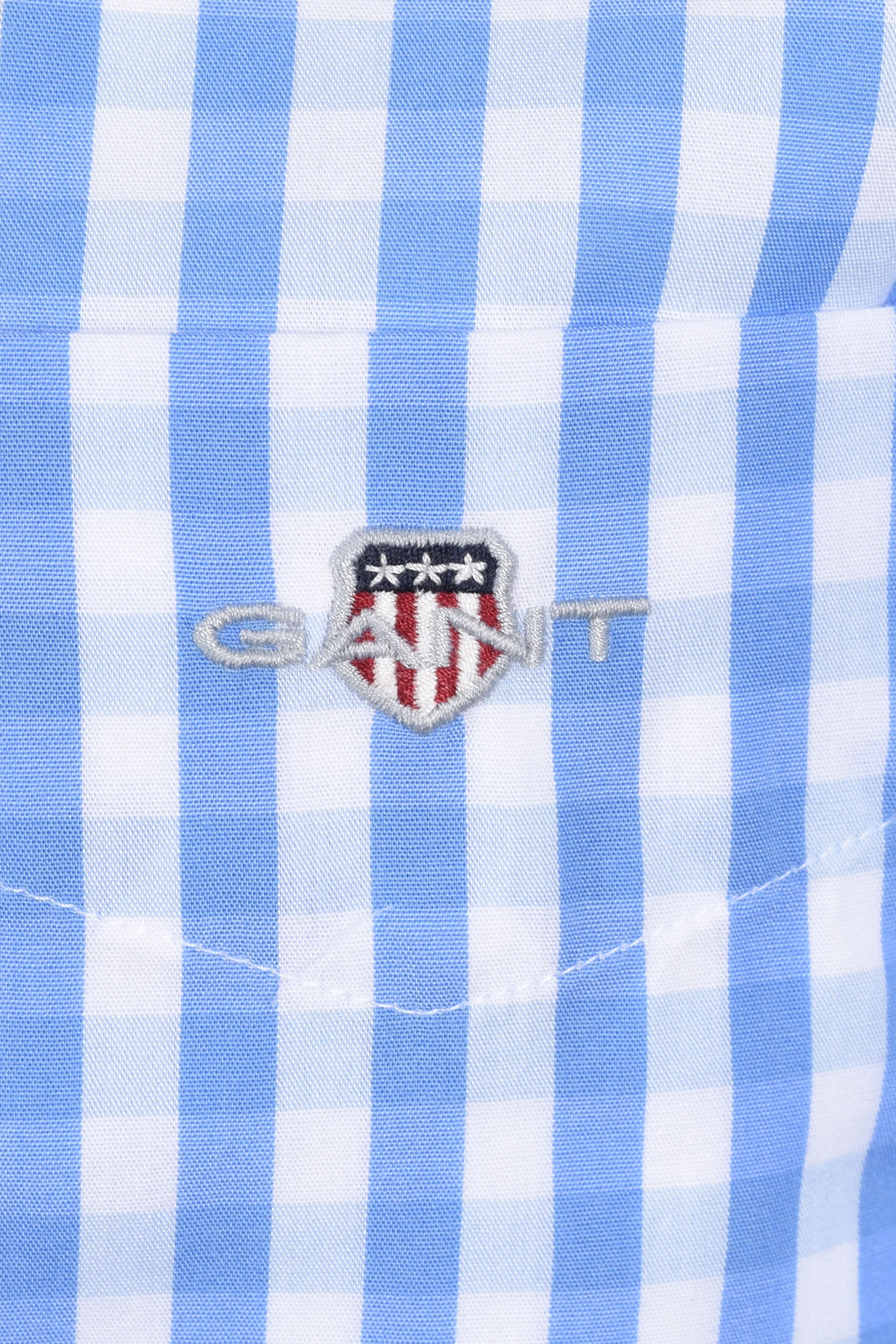 Gant Reg Classic Poplin Gingham Check Shirt Perfect Blue - Image 3