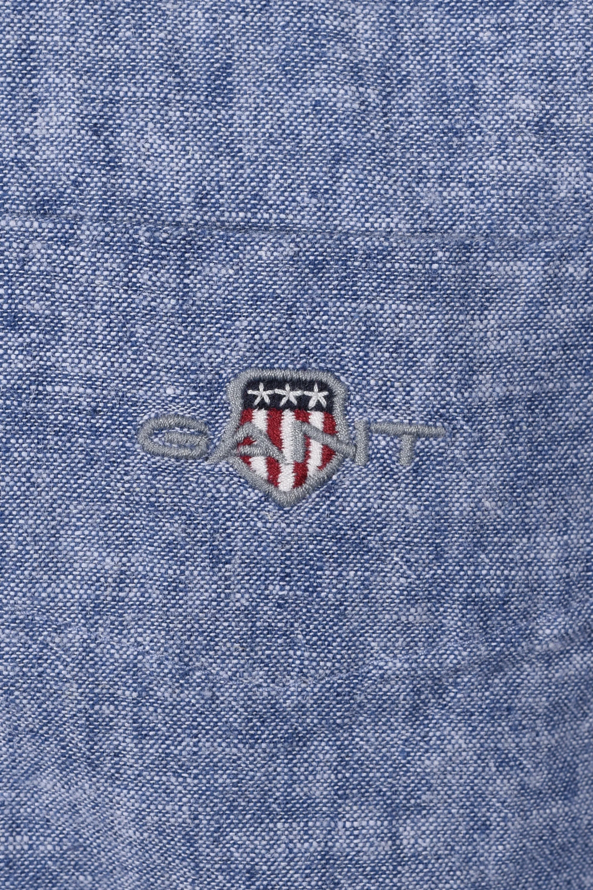 GANT REG COTTON LINEN SHORT SLEEVE SHIRT VINTAGE BLUE - Image 3