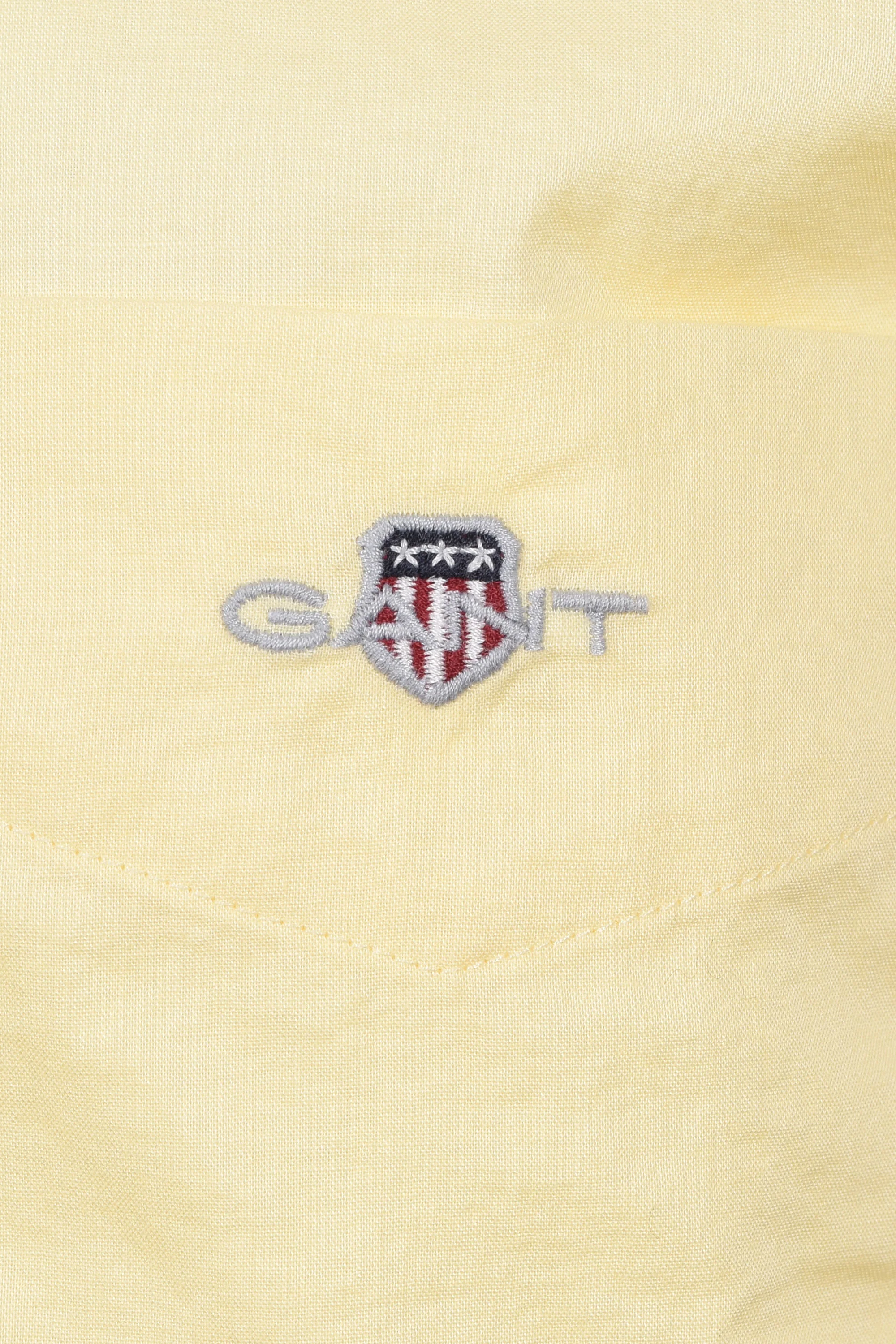 GANT REG POPLIN SHORT SLEEVE SHIRT VANILLA YELLOW - Image 3