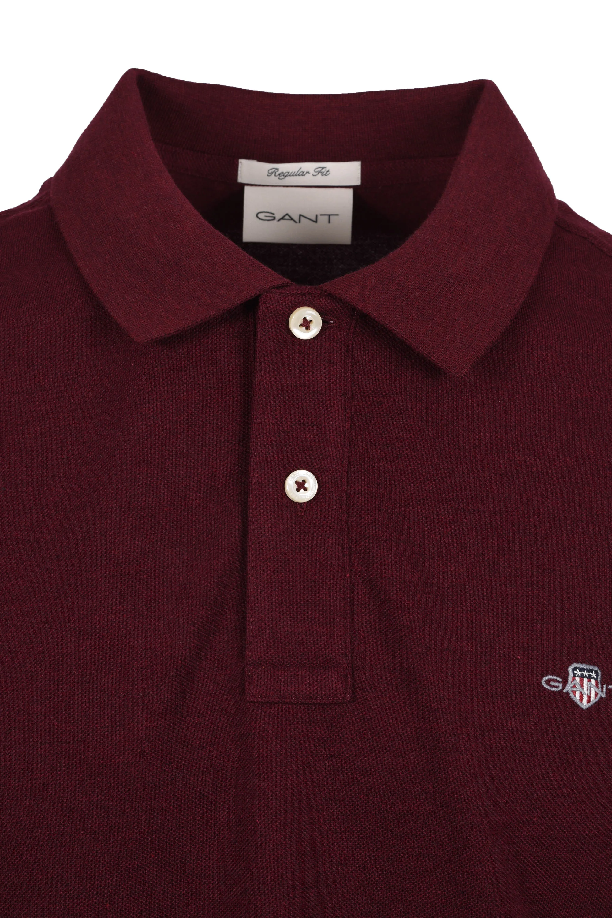 Gant Reg Shield SS Pique Polo Shirt Bordeaux Melange - Image 2