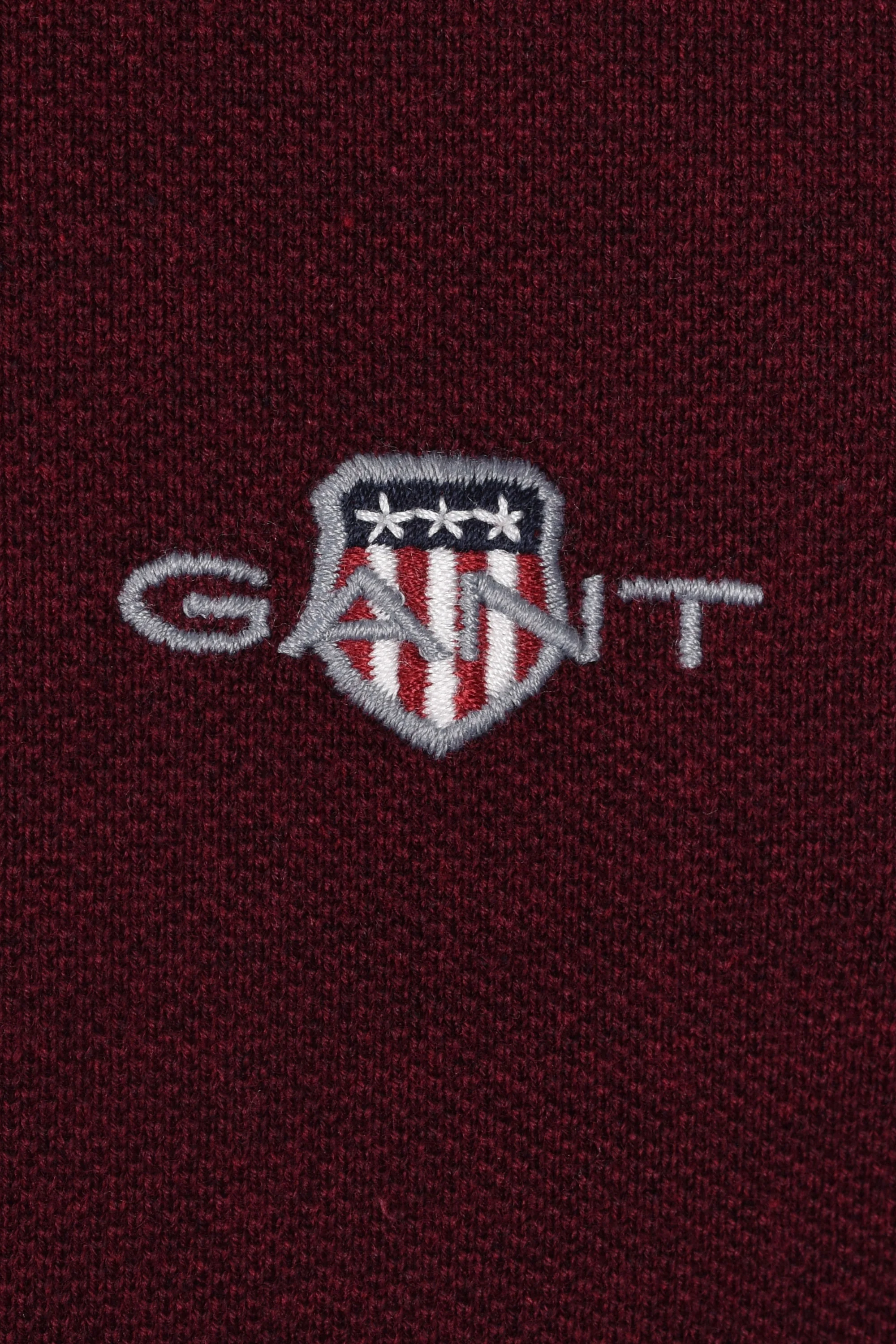 Gant Reg Shield SS Pique Polo Shirt Bordeaux Melange - Image 3