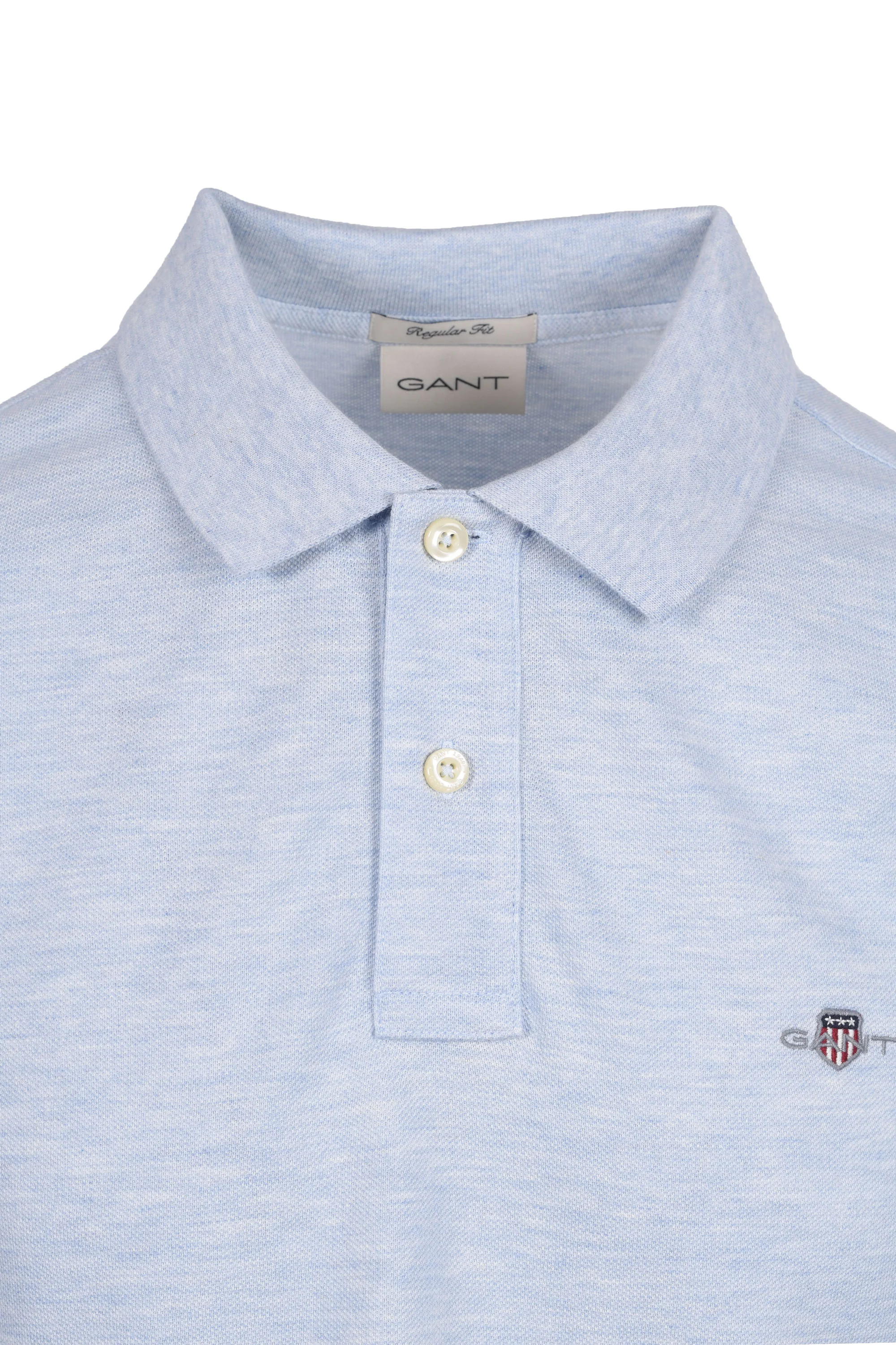 Gant Reg Shield SS Pique Polo Shirt Ice Blue Melange - Image 2