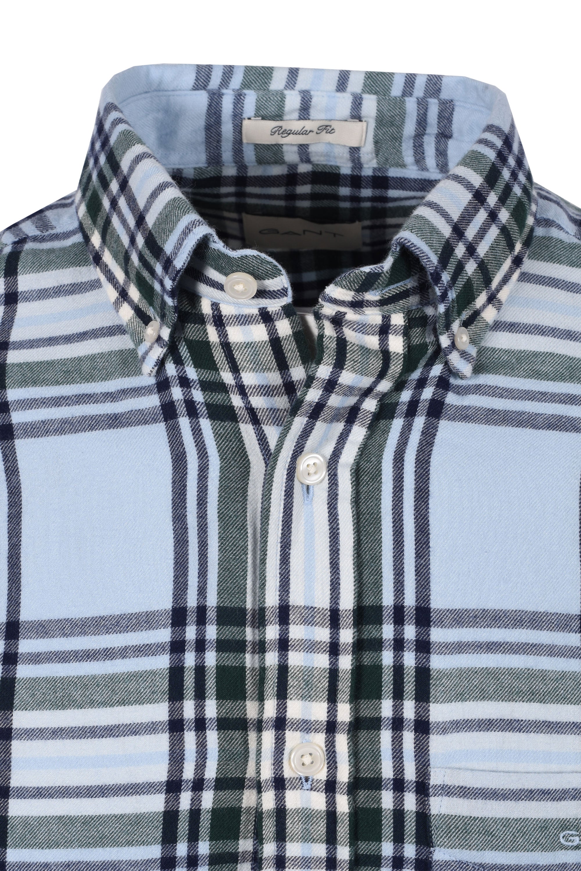 Gant Windblown Flannel Check Shirt Fresh Blue - Image 2