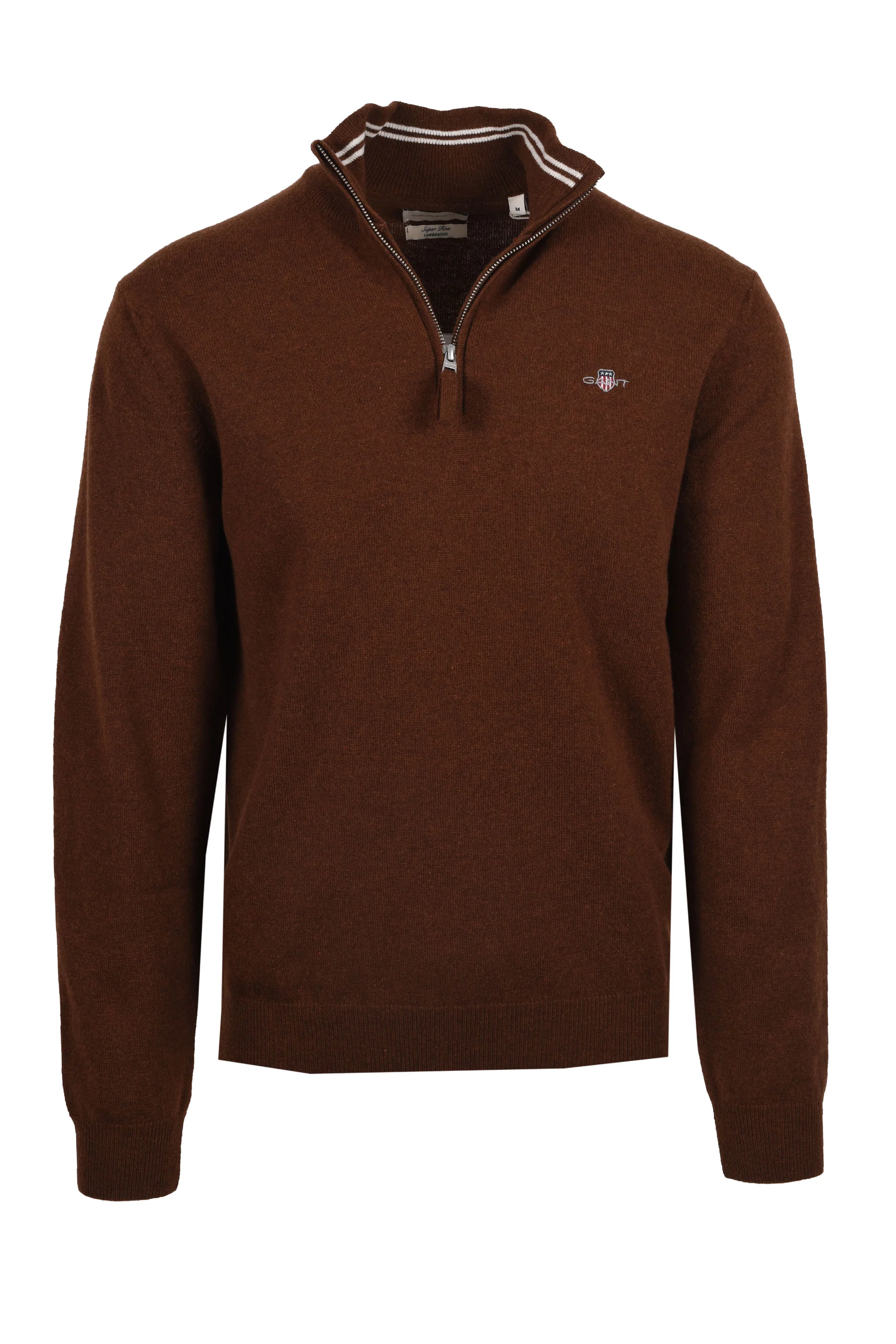 Gant Superfine Lambswool Half Zip Mahogany Brown