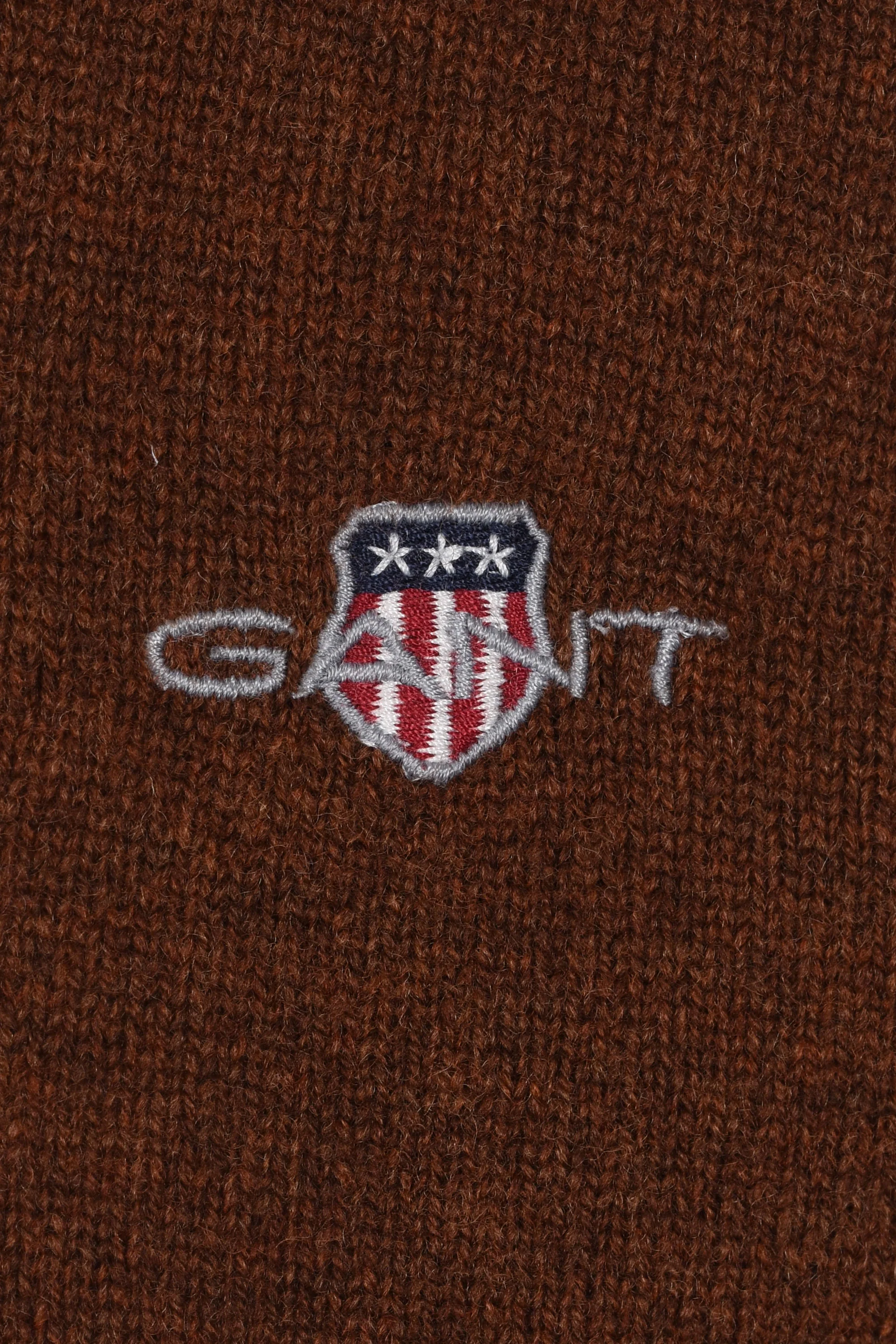 Gant Superfine Lambswool Half Zip Mahogany Brown - Image 2