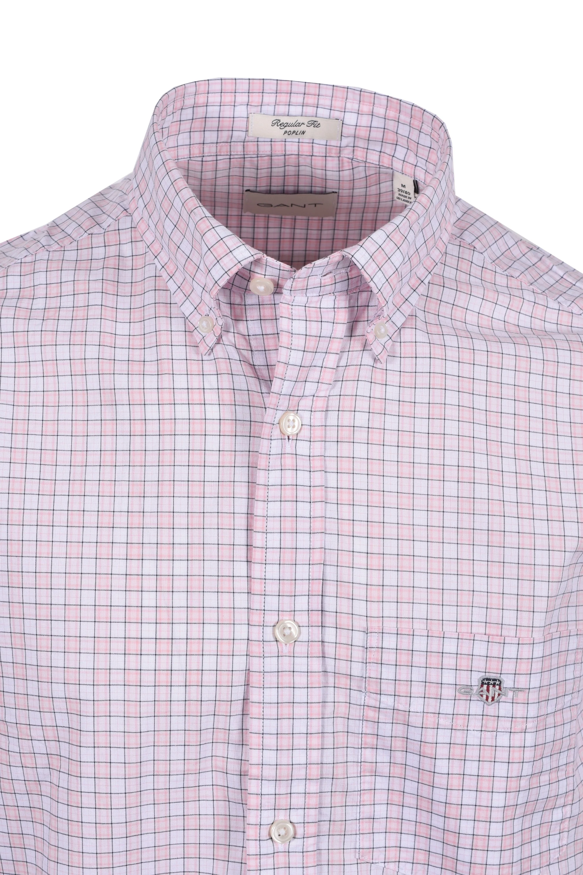 Gant Reg Classic Poplin Check Short Sleeved Shirt Light Pink - Image 2