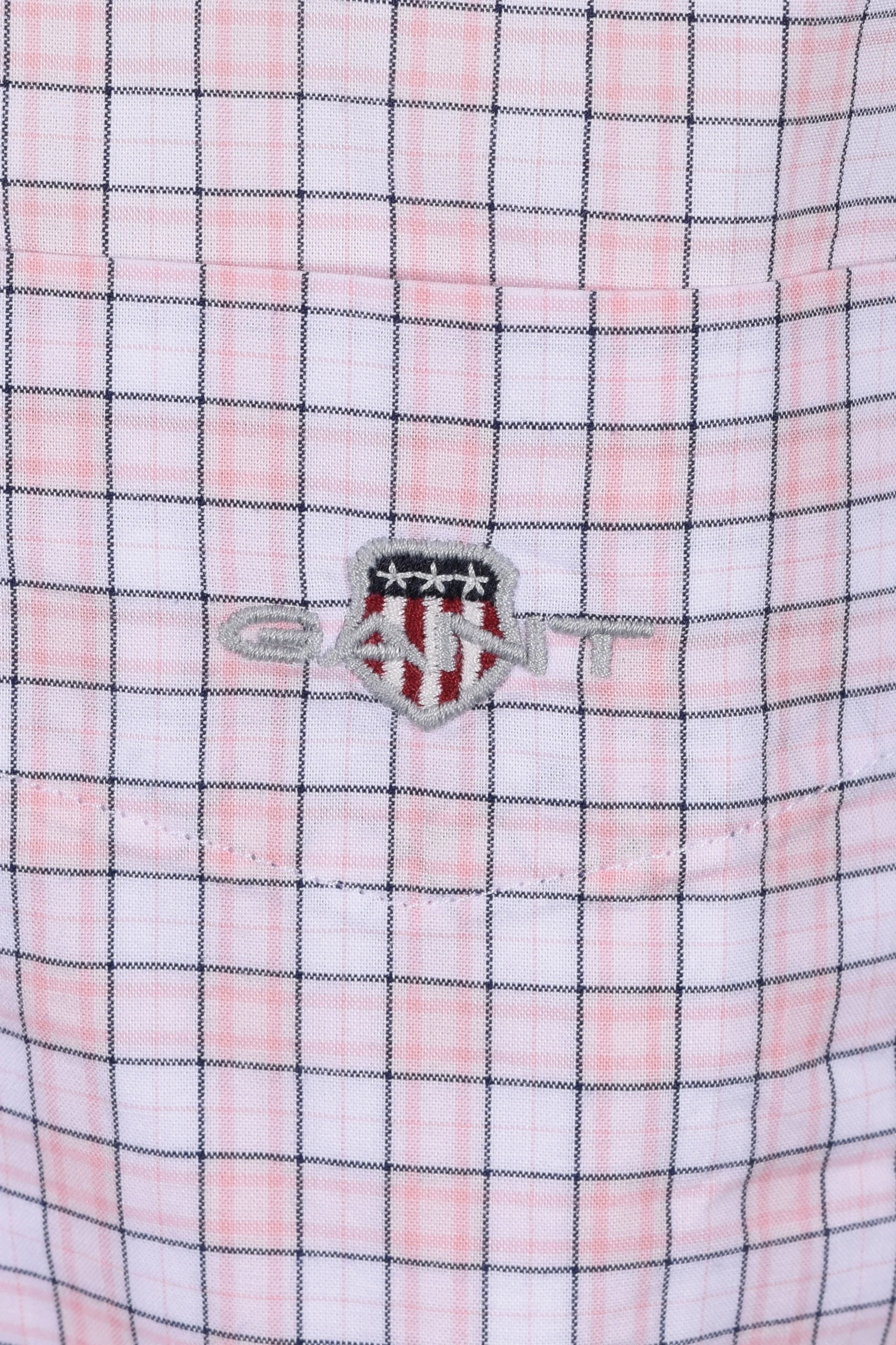 Gant Reg Classic Poplin Check Short Sleeved Shirt Light Pink - Image 3