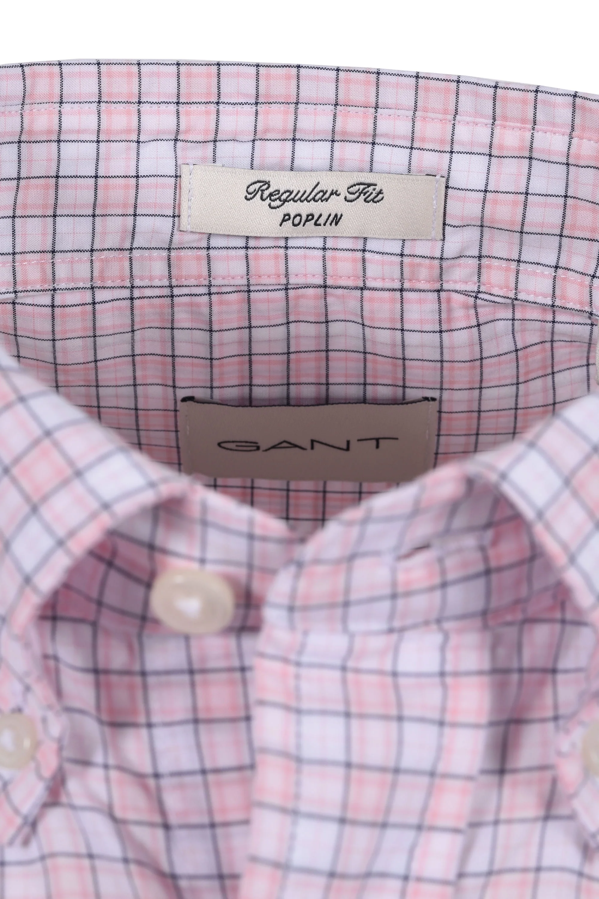 Gant Reg Classic Poplin Check Short Sleeved Shirt Light Pink - Image 4