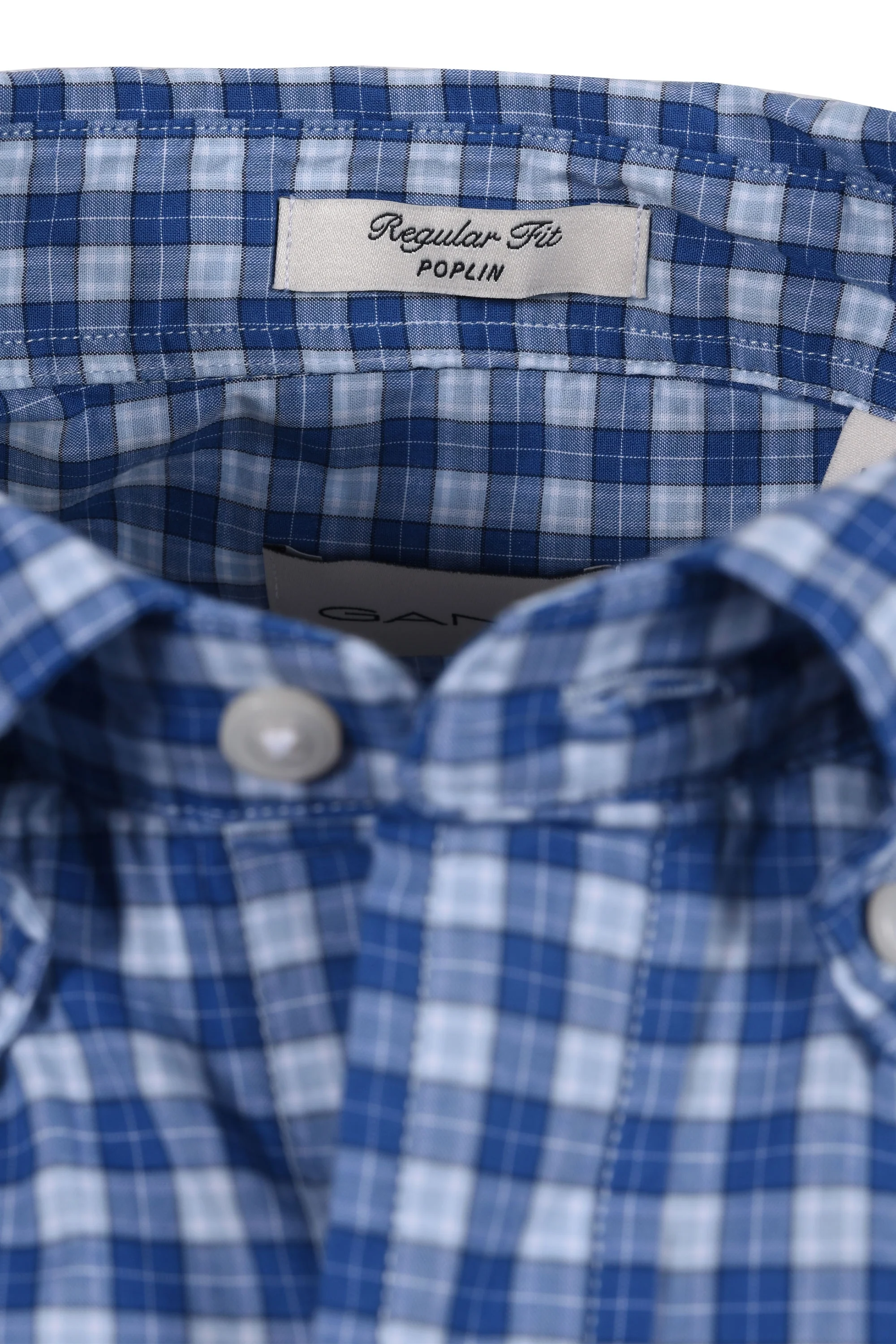 Gant Reg Classic Poplin Check Short Sleeved Shirt Rich Blue - Image 4