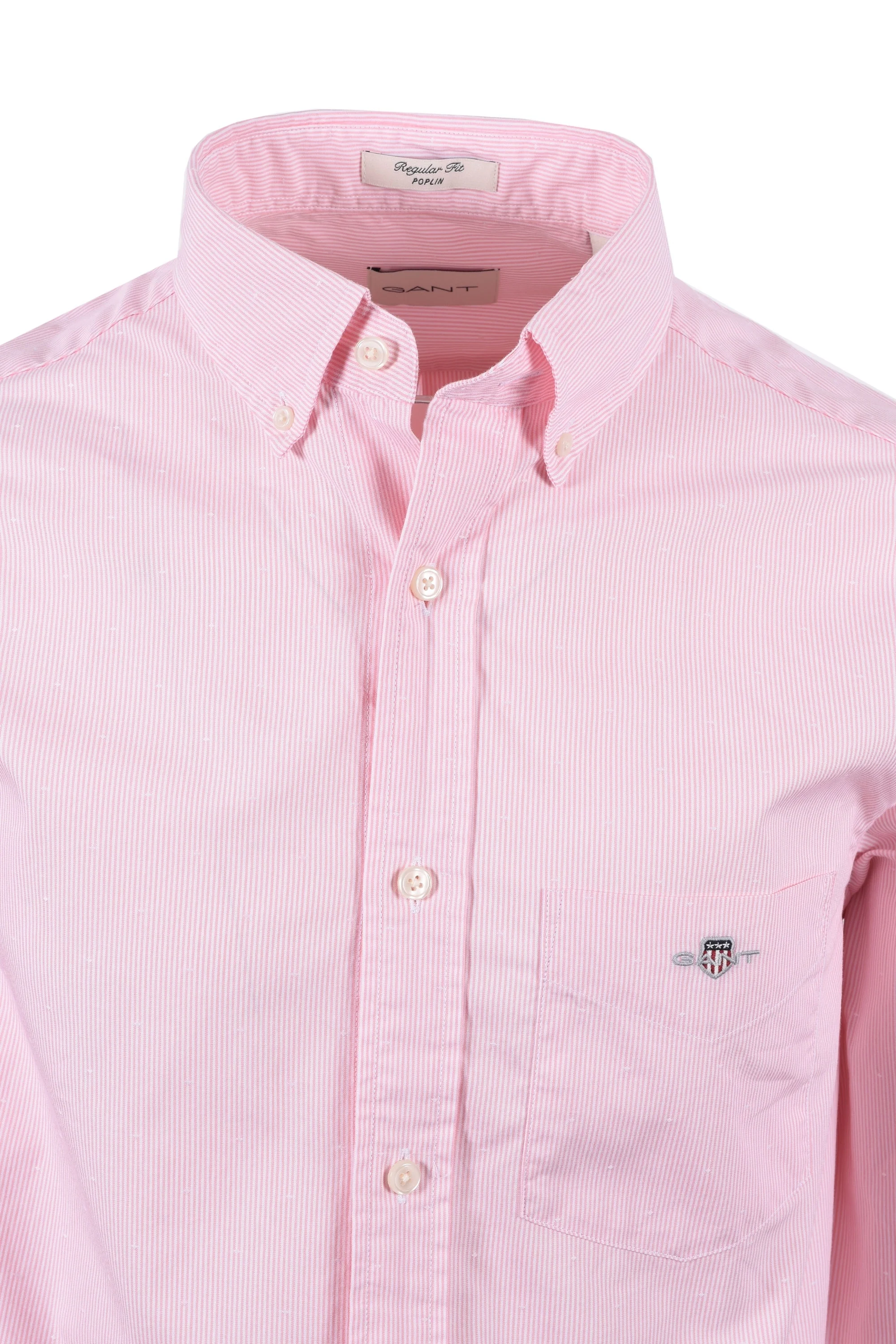 Gant Reg Dobby Dot Stripe Shirt Geranium Pink - Image 2