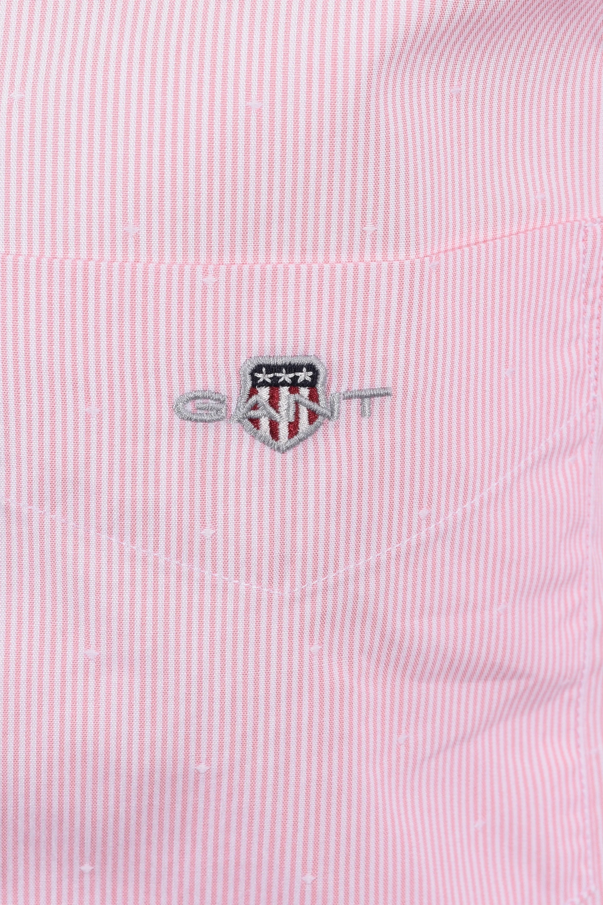 Gant Reg Dobby Dot Stripe Shirt Geranium Pink - Image 3