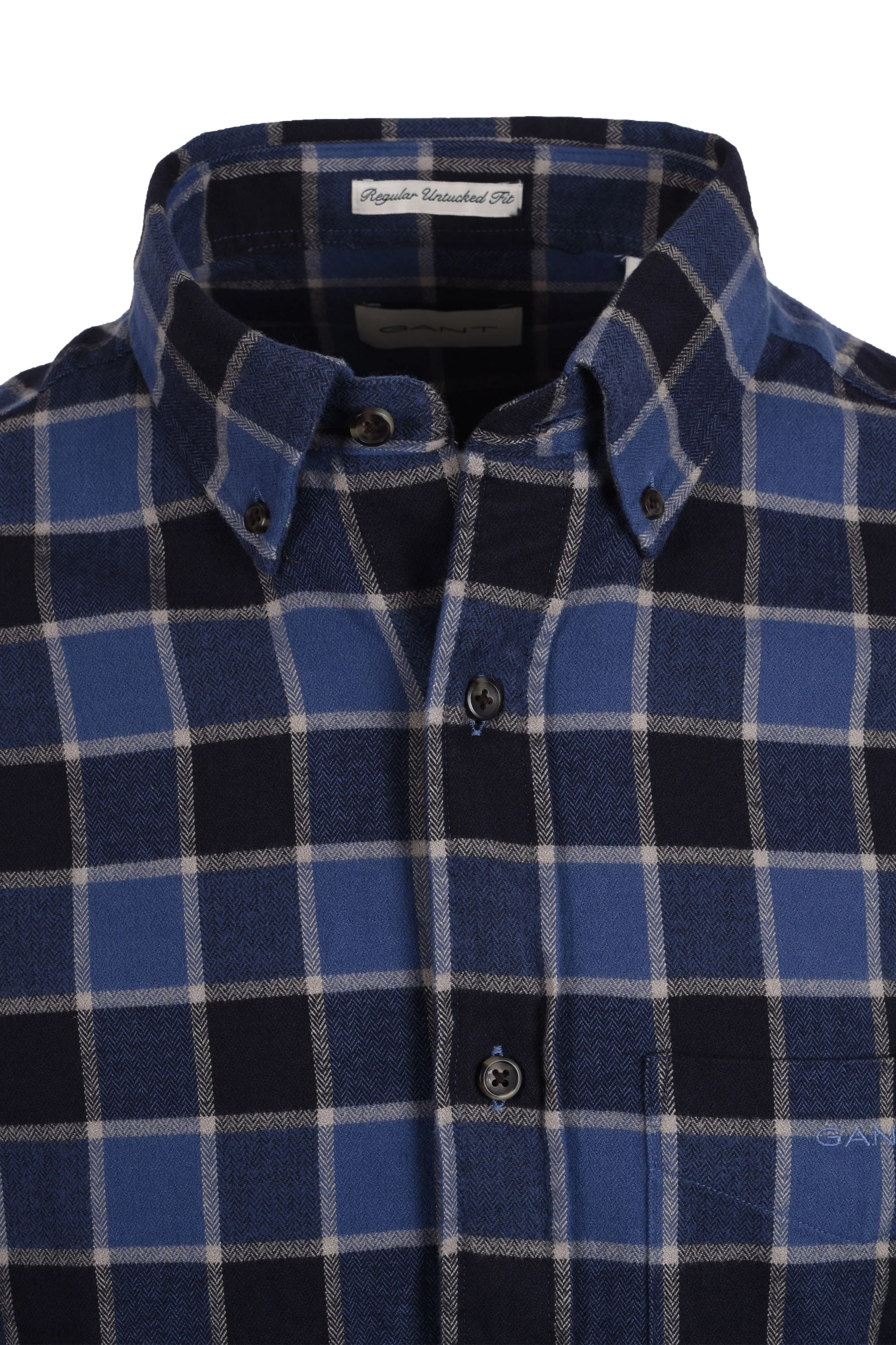 Gant Reg Herringbone Check Shirt Evening Blue - Image 2