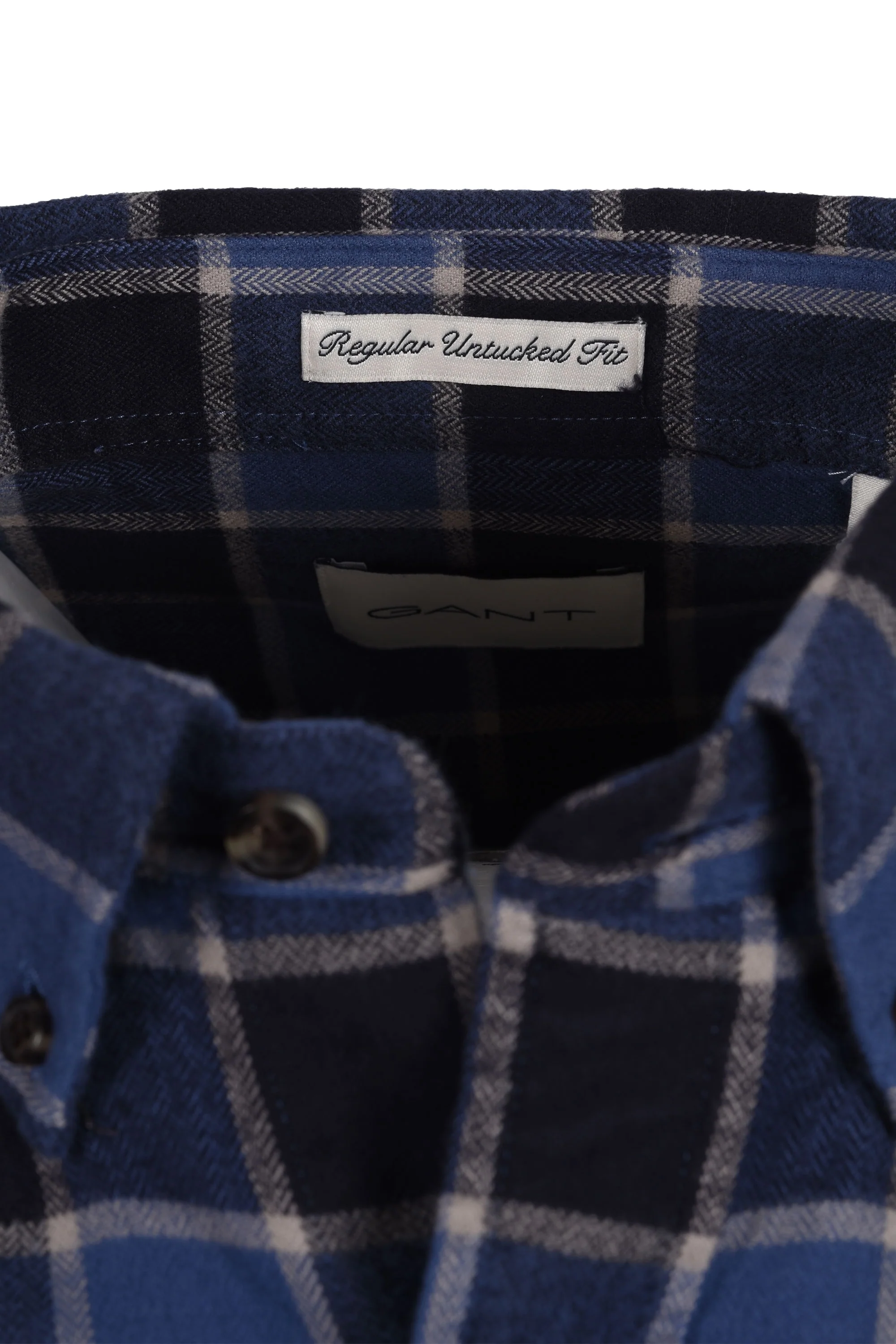 Gant Reg Herringbone Check Shirt Evening Blue - Image 3