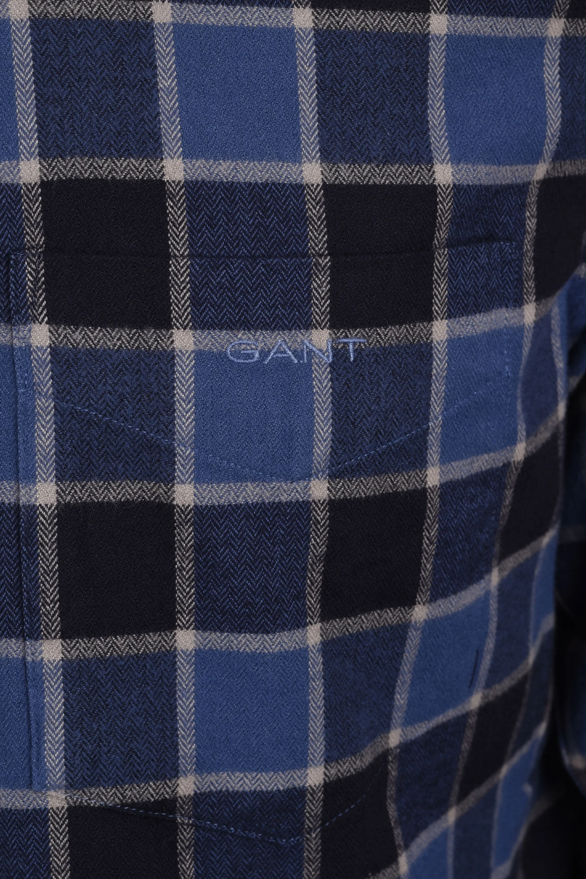 Gant Reg Herringbone Check Shirt Evening Blue - Image 4