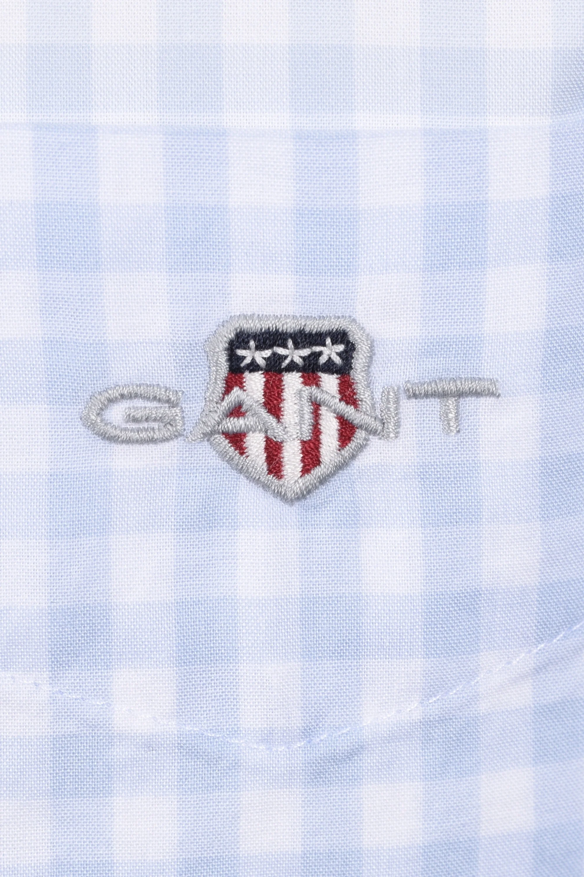Gant Reg Poplin Gingham Shirt Light Blue - Image 3