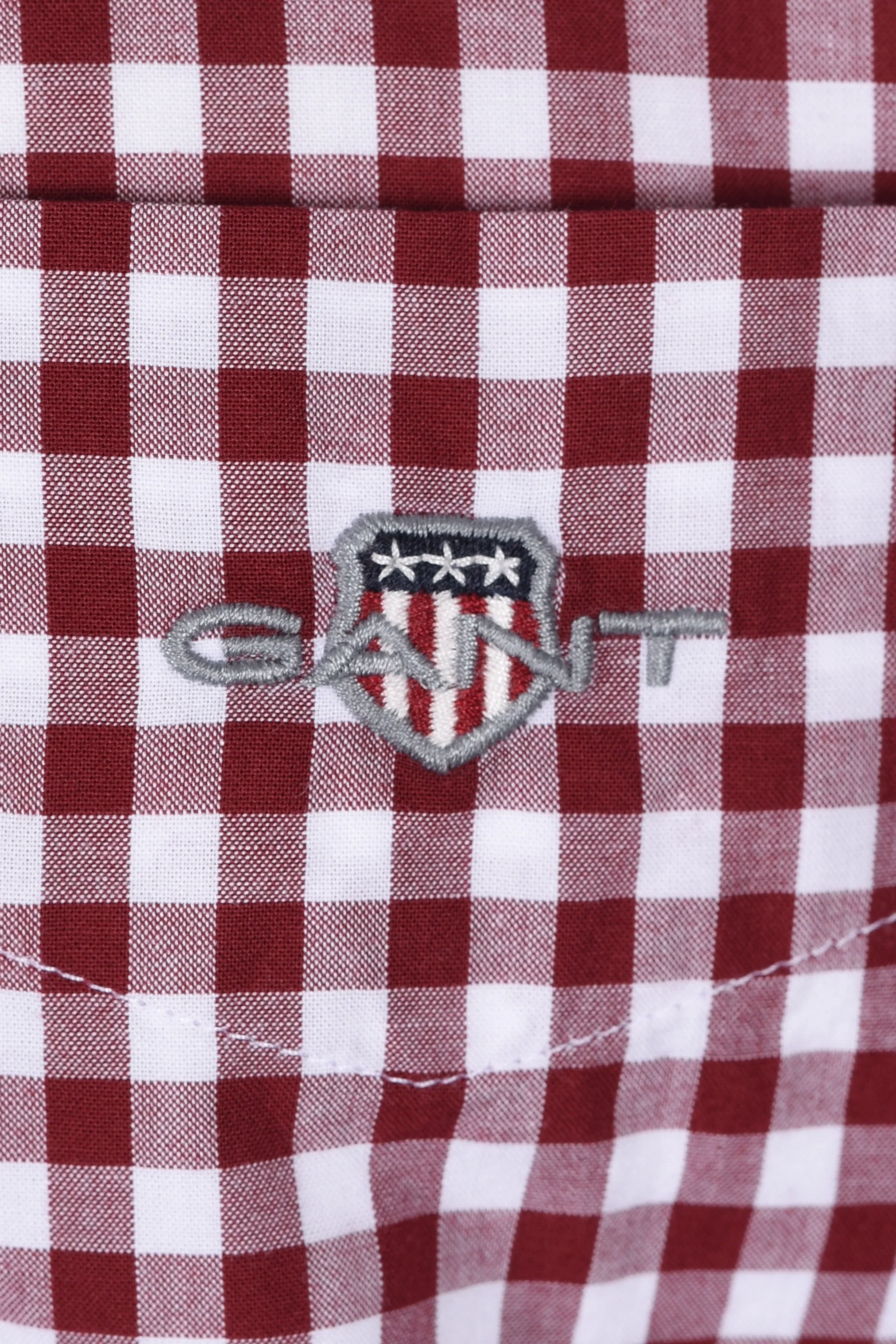 Gant Reg Poplin Gingham Shirt Wine Red - Image 3